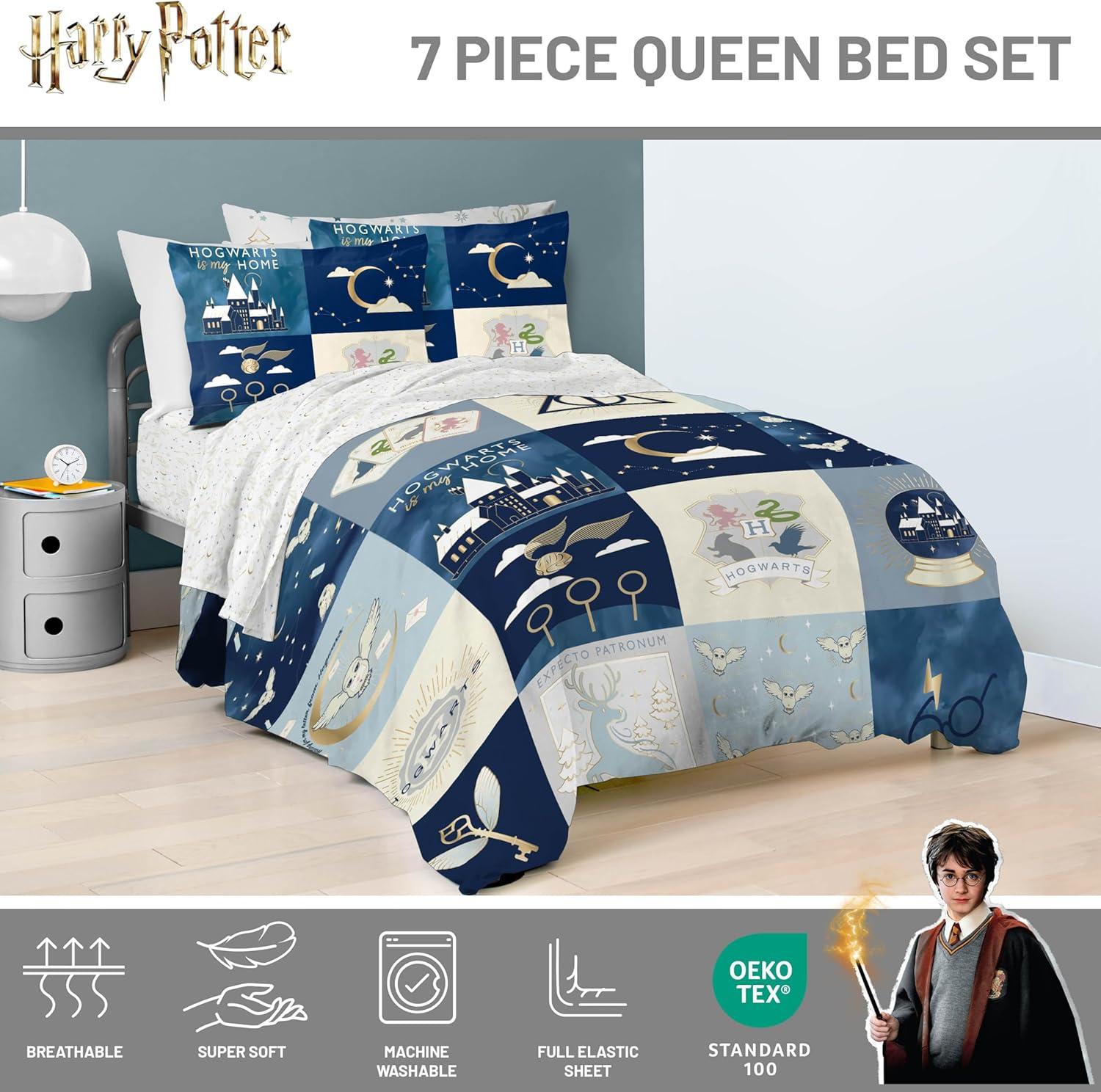imageJay Franco Kids Comforter Set Includes Sheets and Pillow Covers Soft and Cozy Bed Set for Stylish Room Decor Blue Bluey amp Bingo 7 Piece QueenMulti Harry Potter