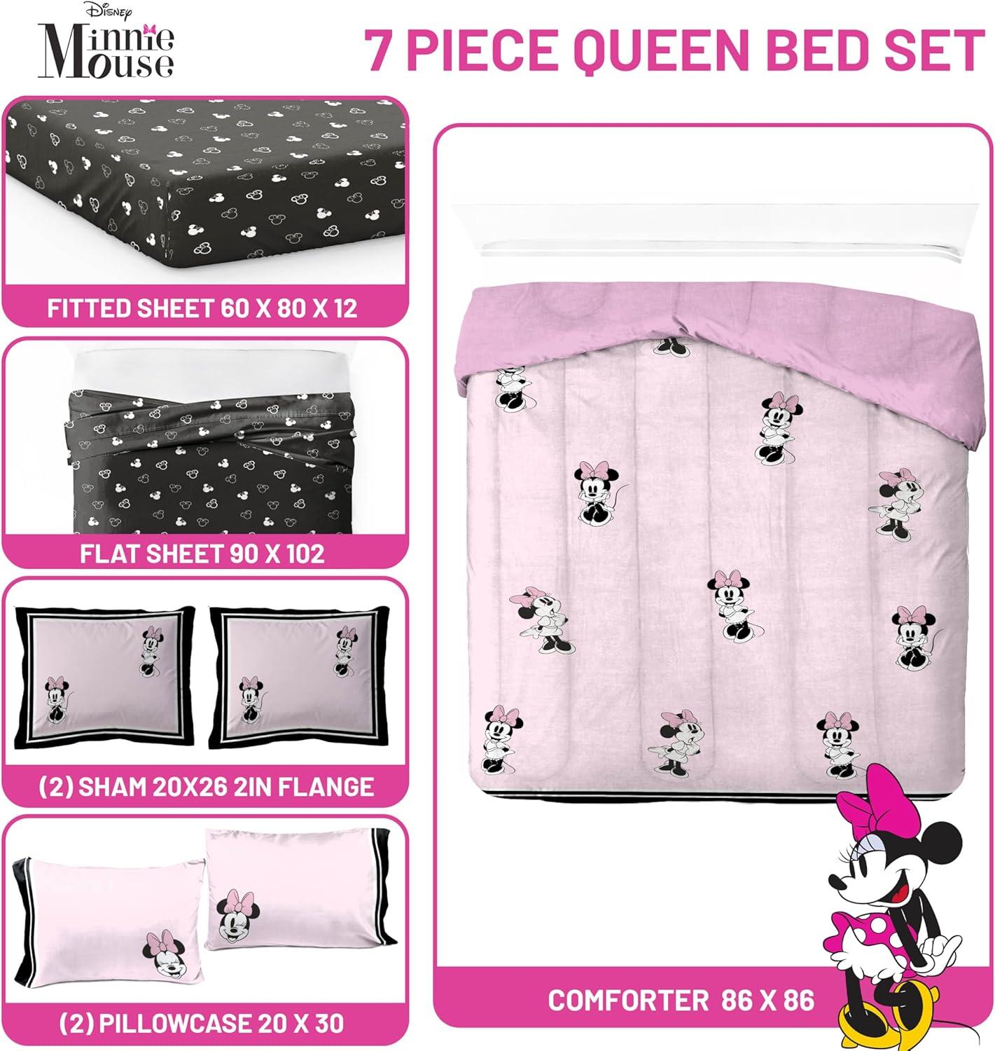 imageJay Franco Kids Comforter Set Includes Sheets and Pillow Covers Soft and Cozy Bed Set for Stylish Room Decor Blue Bluey amp Bingo 7 Piece QueenMulti Minnie Mouse