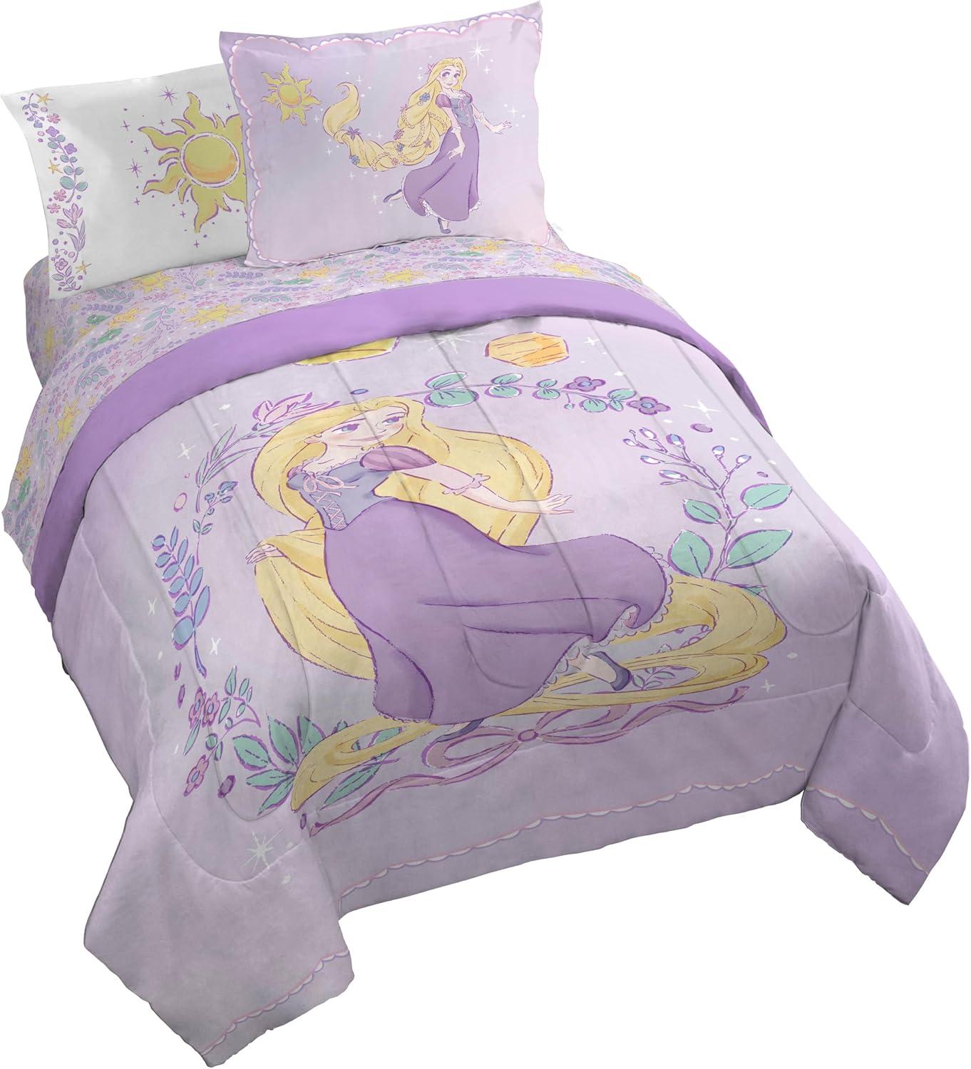 imageJay Franco Kids Comforter Set Includes Sheets and Pillow Covers Soft and Cozy Bed Set for Stylish Room Decor Blue Bluey amp Bingo 7 Piece QueenPurple Disney Princess Rapunzel