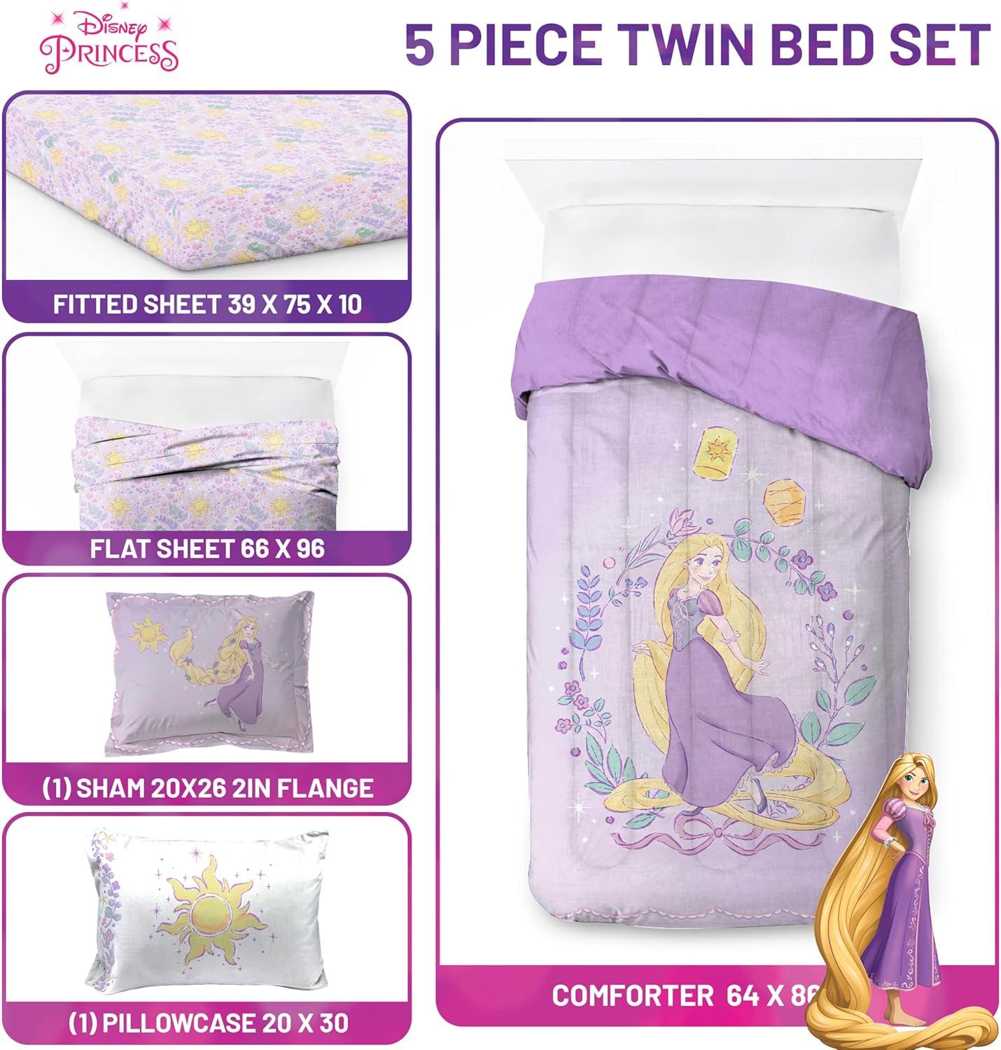 imageJay Franco Kids Comforter Set Includes Sheets and Pillow Covers Soft and Cozy Bed Set for Stylish Room Decor Blue Bluey amp Bingo 7 Piece QueenPurple Disney Princess Rapunzel