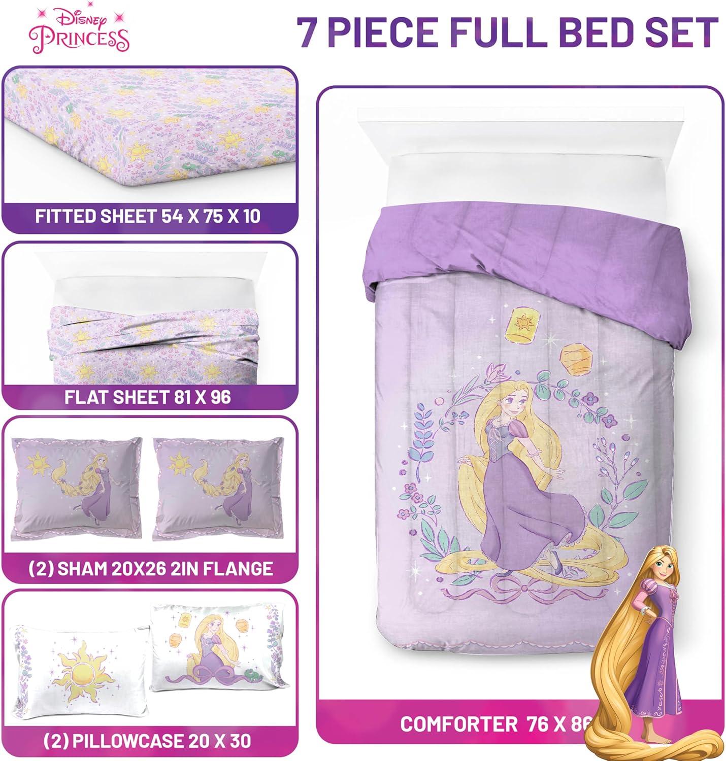 imageJay Franco Kids Comforter Set Includes Sheets and Pillow Covers Soft and Cozy Bed Set for Stylish Room Decor Blue Bluey amp Bingo 7 Piece QueenPurple Disney Princess Rapunzel