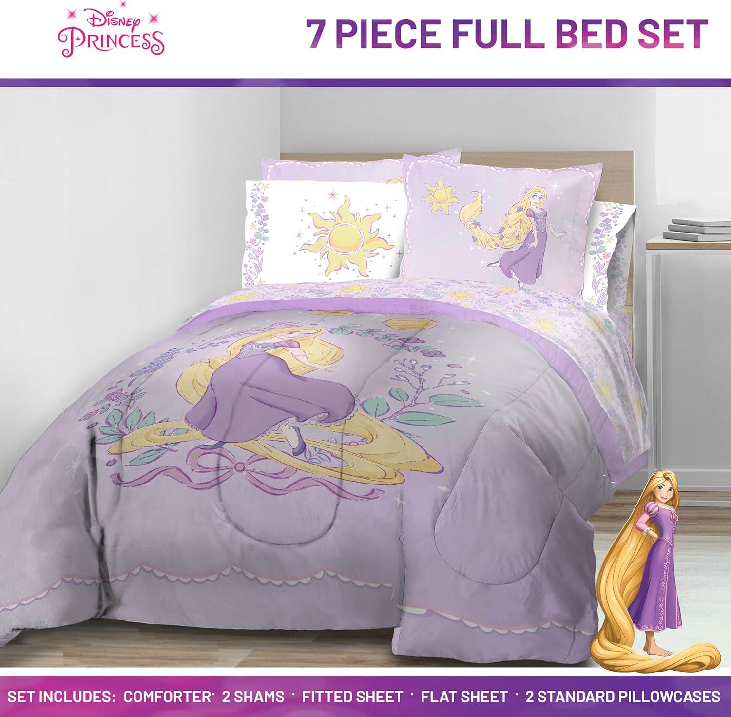 imageJay Franco Kids Comforter Set Includes Sheets and Pillow Covers Soft and Cozy Bed Set for Stylish Room Decor Blue Bluey amp Bingo 7 Piece QueenPurple Disney Princess Rapunzel