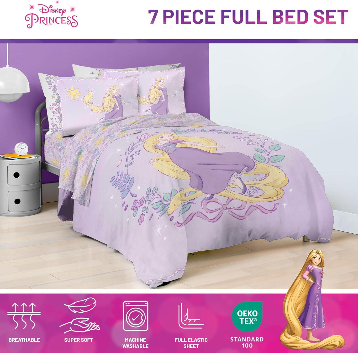 imageJay Franco Kids Comforter Set Includes Sheets and Pillow Covers Soft and Cozy Bed Set for Stylish Room Decor Blue Bluey amp Bingo 7 Piece QueenPurple Disney Princess Rapunzel