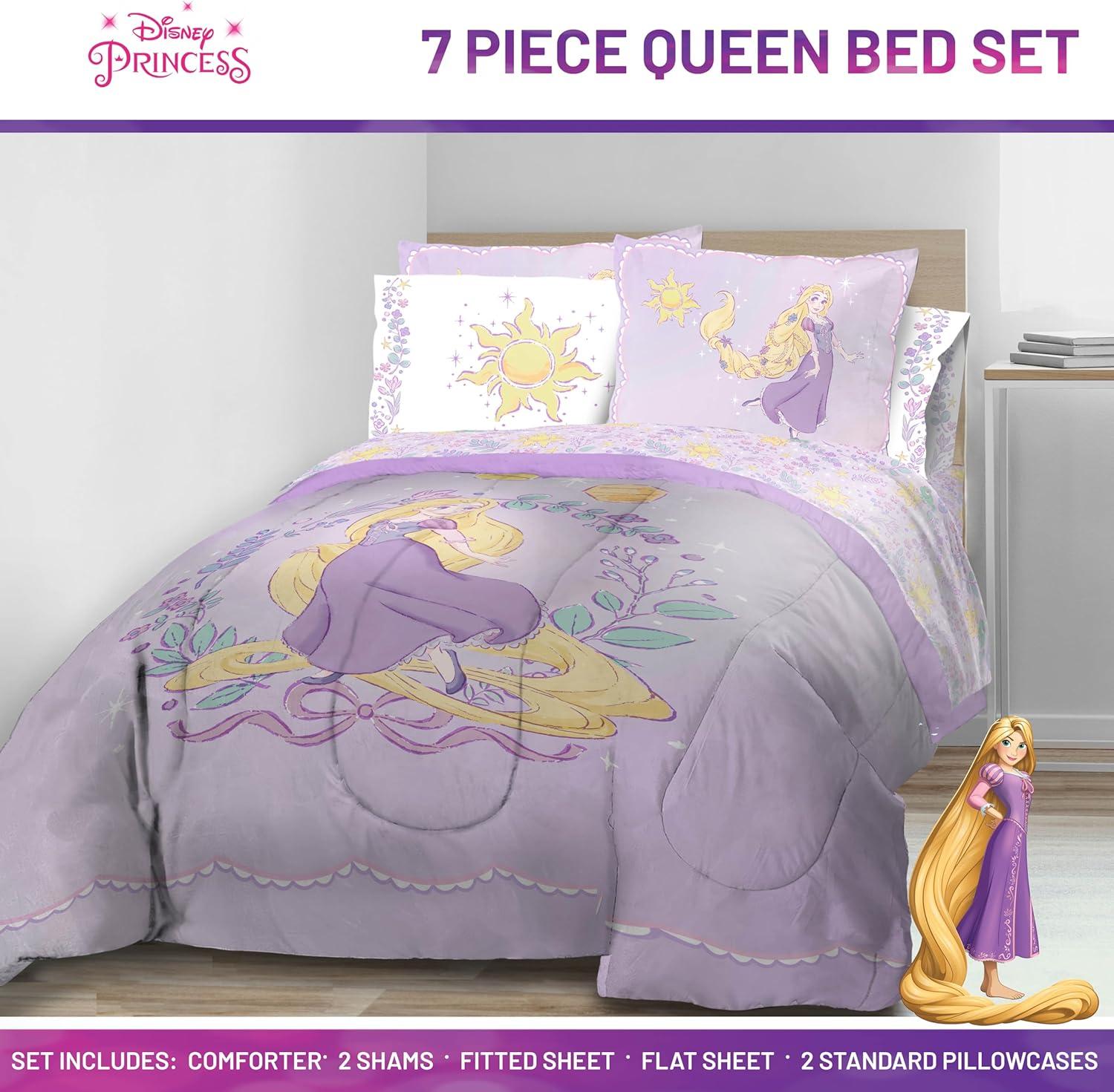 imageJay Franco Kids Comforter Set Includes Sheets and Pillow Covers Soft and Cozy Bed Set for Stylish Room Decor Blue Bluey amp Bingo 7 Piece QueenPurple Disney Princess Rapunzel