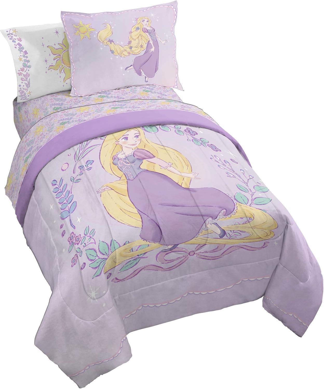 imageJay Franco Kids Comforter Set Includes Sheets and Pillow Covers Soft and Cozy Bed Set for Stylish Room Decor Blue Bluey amp Bingo 7 Piece QueenPurple Disney Princess Rapunzel