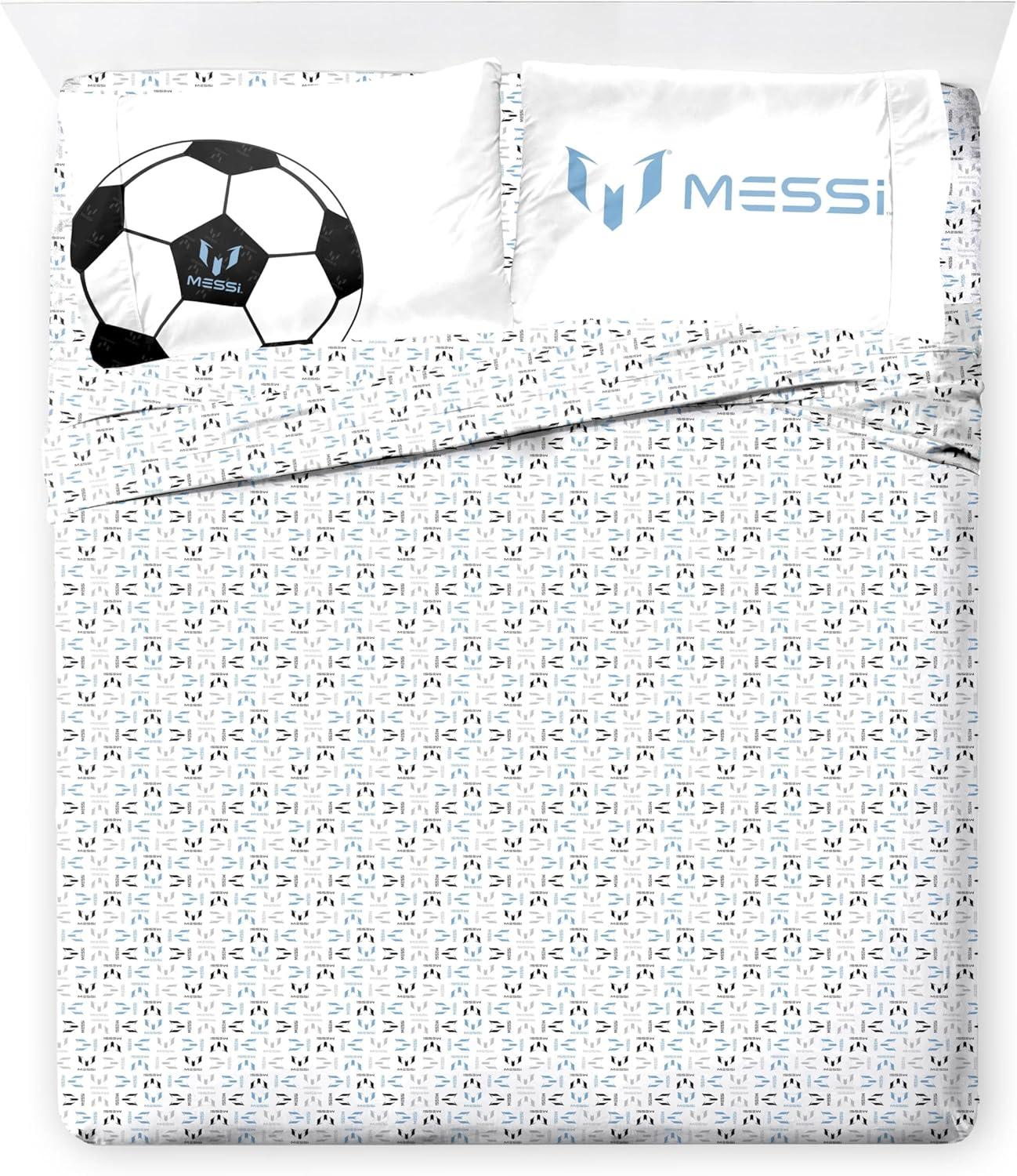 imageJay Franco Kids Comforter Set Includes Sheets and Pillow Covers Soft and Cozy Bed Set for Stylish Room Decor Blue Bluey amp Bingo 7 Piece QueenWhite Messi