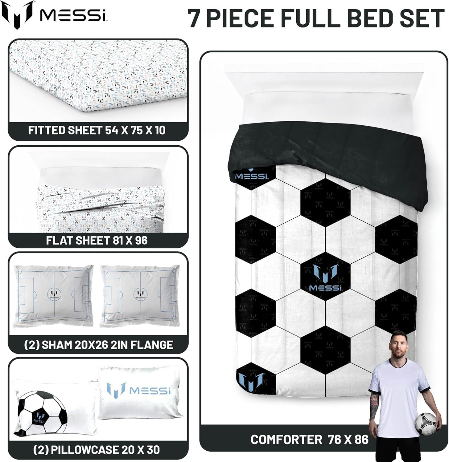 imageJay Franco Kids Comforter Set Includes Sheets and Pillow Covers Soft and Cozy Bed Set for Stylish Room Decor Blue Bluey amp Bingo 7 Piece QueenWhite Messi