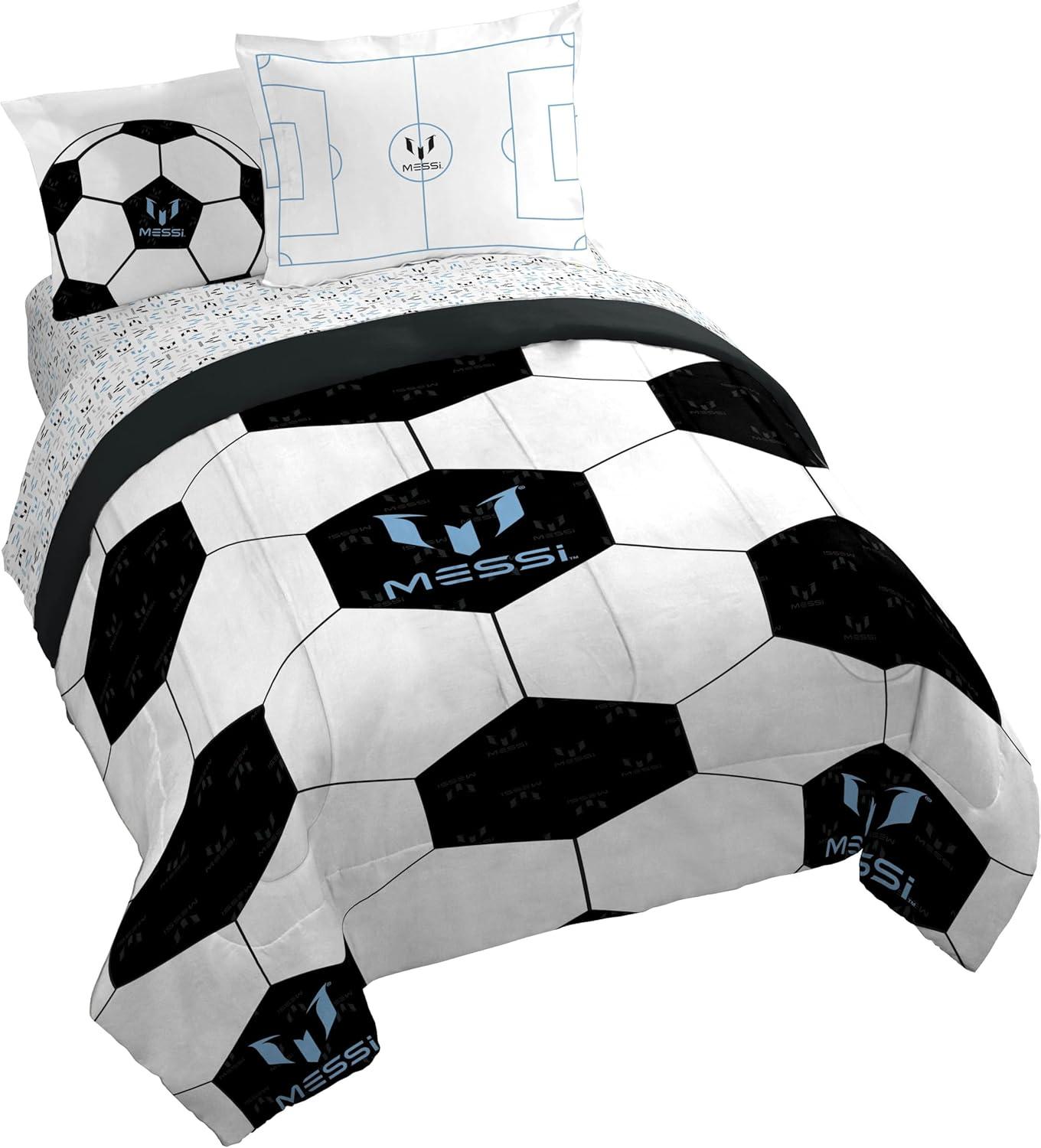 imageJay Franco Kids Comforter Set Includes Sheets and Pillow Covers Soft and Cozy Bed Set for Stylish Room Decor Blue Bluey amp Bingo 7 Piece QueenWhite Messi