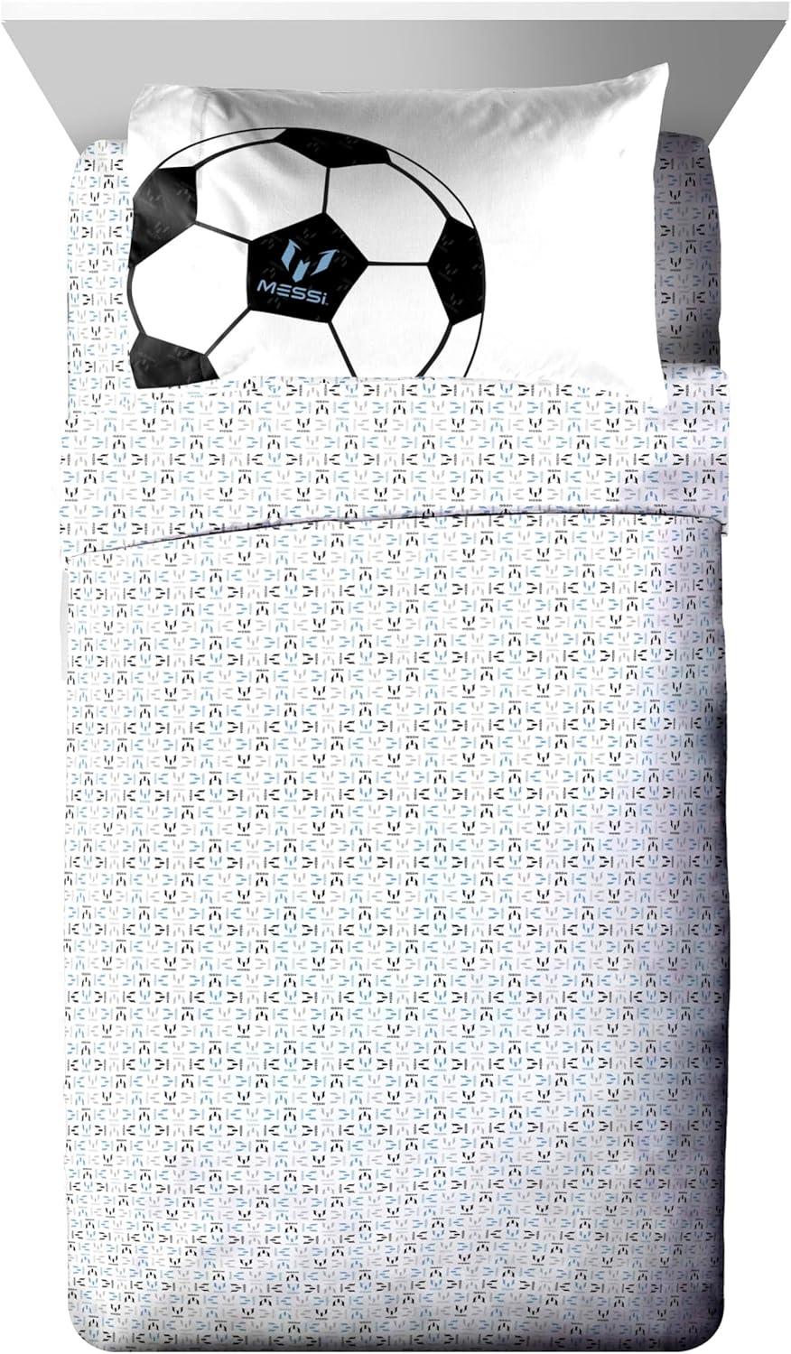 imageJay Franco Kids Comforter Set Includes Sheets and Pillow Covers Soft and Cozy Bed Set for Stylish Room Decor Blue Bluey amp Bingo 7 Piece QueenWhite Messi