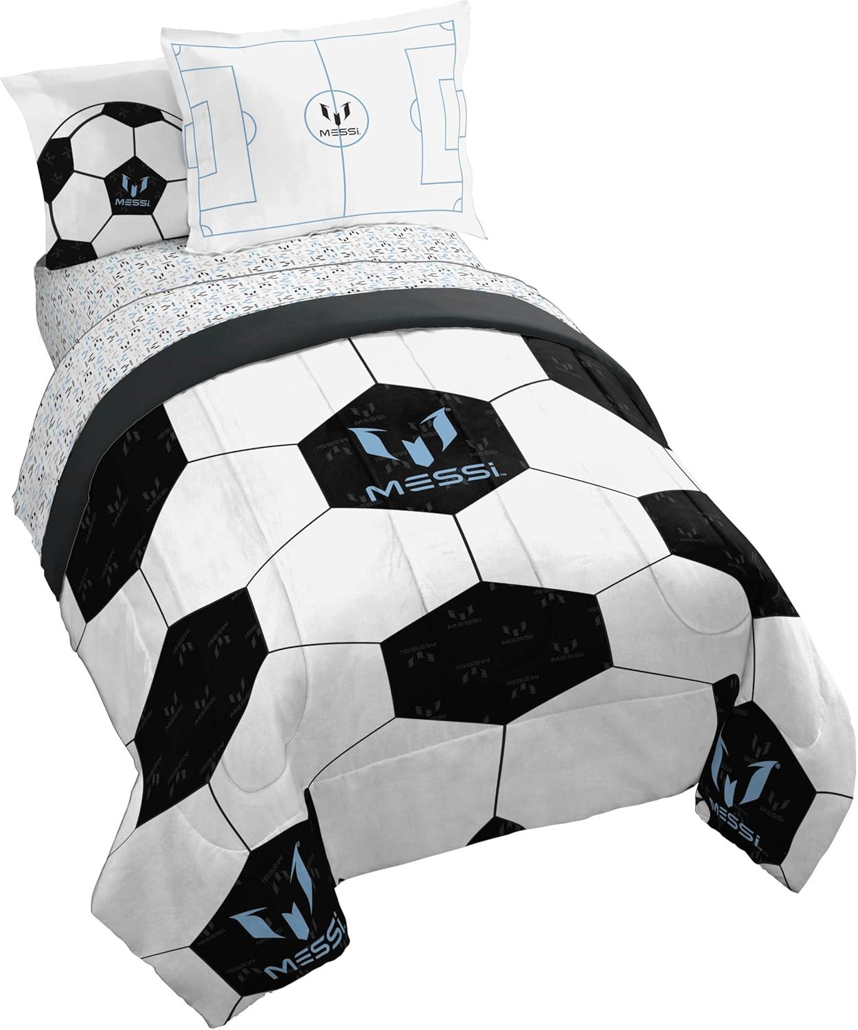 imageJay Franco Kids Comforter Set Includes Sheets and Pillow Covers Soft and Cozy Bed Set for Stylish Room Decor Blue Bluey amp Bingo 7 Piece QueenWhite Messi