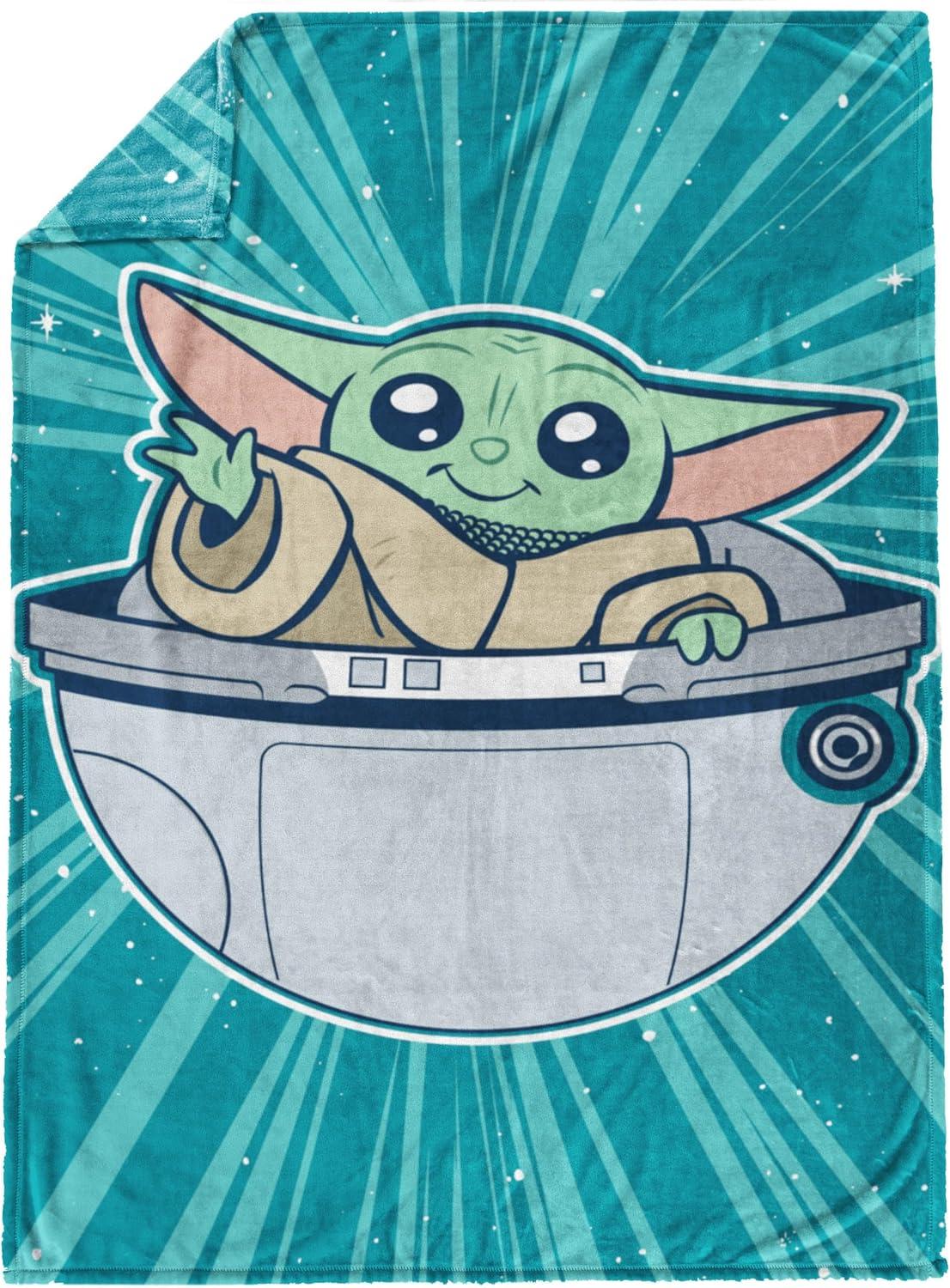 imageJay Franco Kids Plush Throw Blanket Soft amp Comfy Throw for Couch or Bed Cozy Home Dcor for Living Room amp Bedroom Pink Bluey 40x50 Travel BlanketTeal Mandalorian