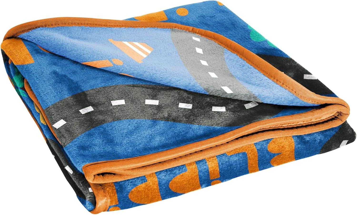 imageJay Franco Kids Plush Throw Blanket Soft amp Comfy Throw for Couch or Bed Cozy Home Dcor for Living Room amp Bedroom Pink Bluey 40x50 Travel BlanketBlue Blippi
