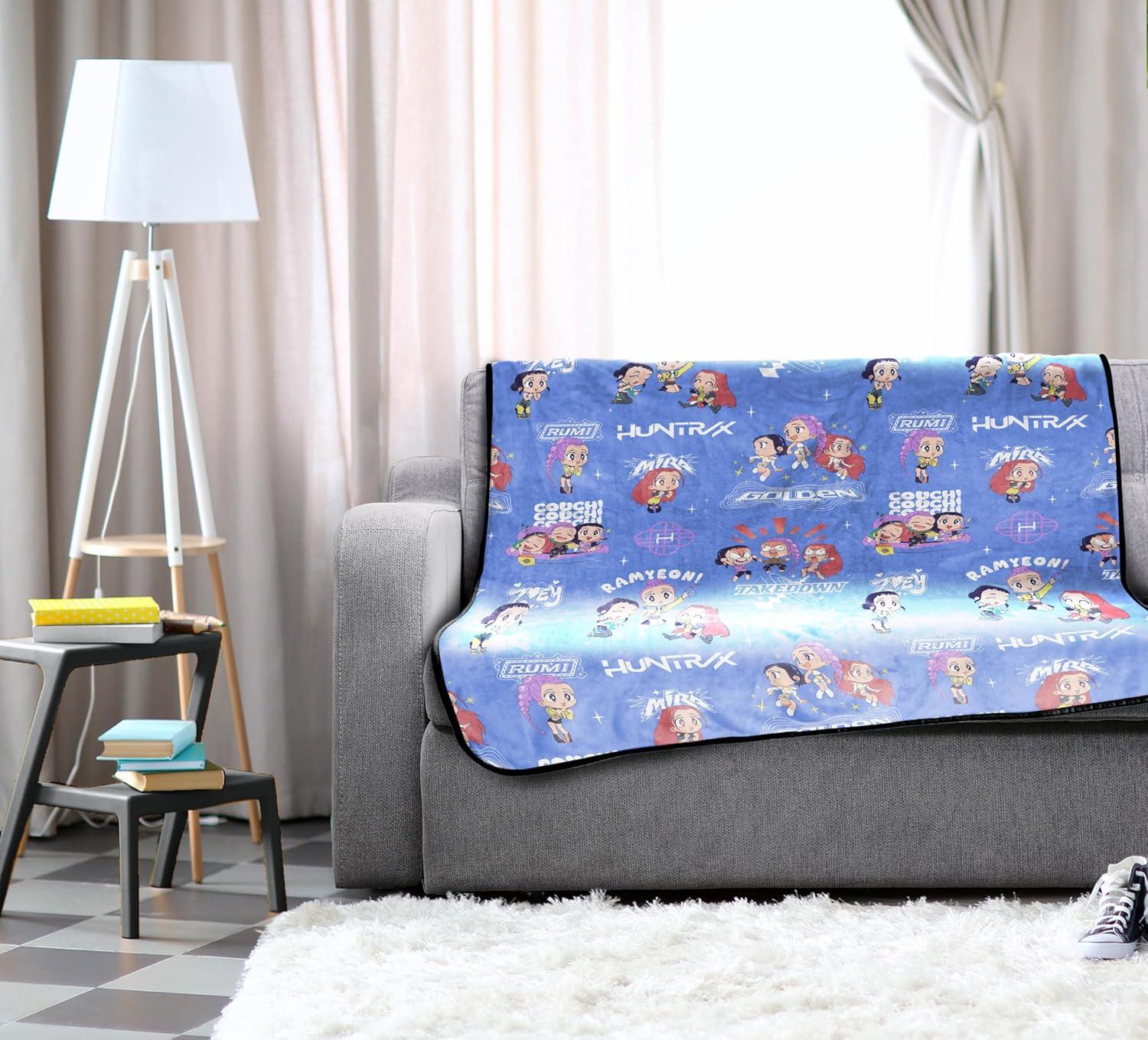 imageJay Franco Kids Plush Throw Blanket Soft amp Comfy Throw for Couch or Bed Cozy Home Dcor for Living Room amp Bedroom Pink Bluey 40x50 Travel BlanketPurple Kpop Demon Hunters