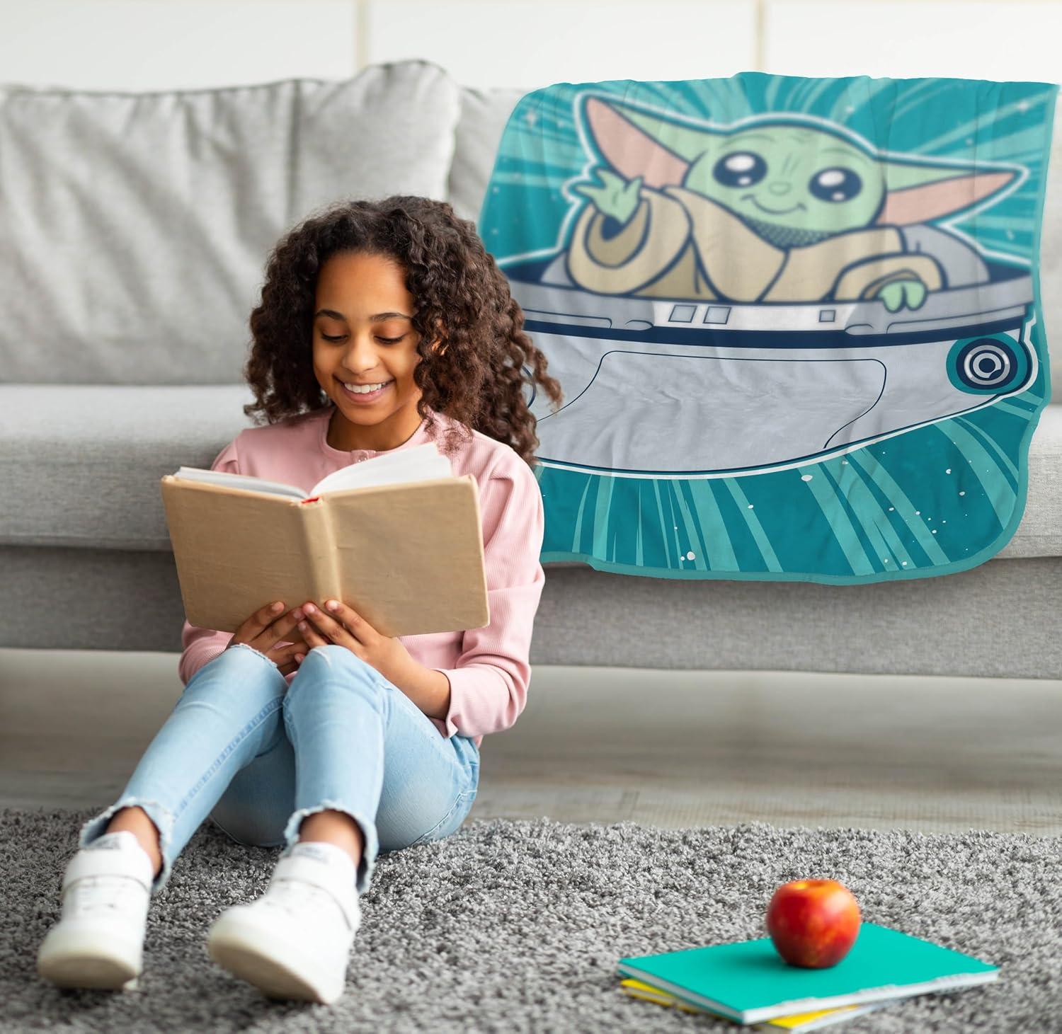 imageJay Franco Kids Plush Throw Blanket Soft amp Comfy Throw for Couch or Bed Cozy Home Dcor for Living Room amp Bedroom Pink Bluey 40x50 Travel BlanketTeal Mandalorian