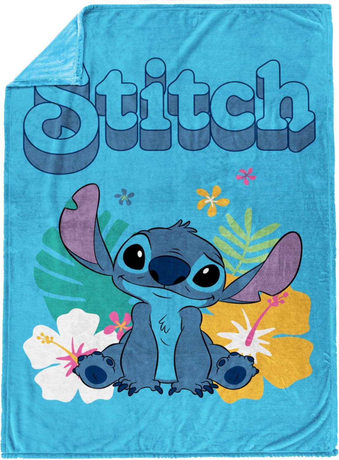 imageJay Franco Kids Plush Throw Blanket Soft amp Comfy Throw for Couch or Bed Cozy Home Dcor for Living Room amp Bedroom Pink Bluey 40x50 Travel BlanketBlue Stitch