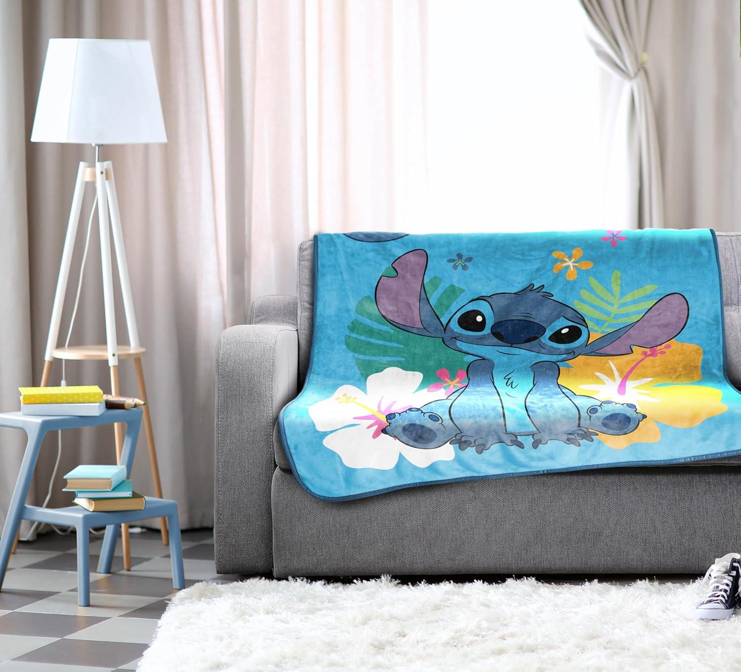 imageJay Franco Kids Plush Throw Blanket Soft amp Comfy Throw for Couch or Bed Cozy Home Dcor for Living Room amp Bedroom Pink Bluey 40x50 Travel BlanketBlue Stitch