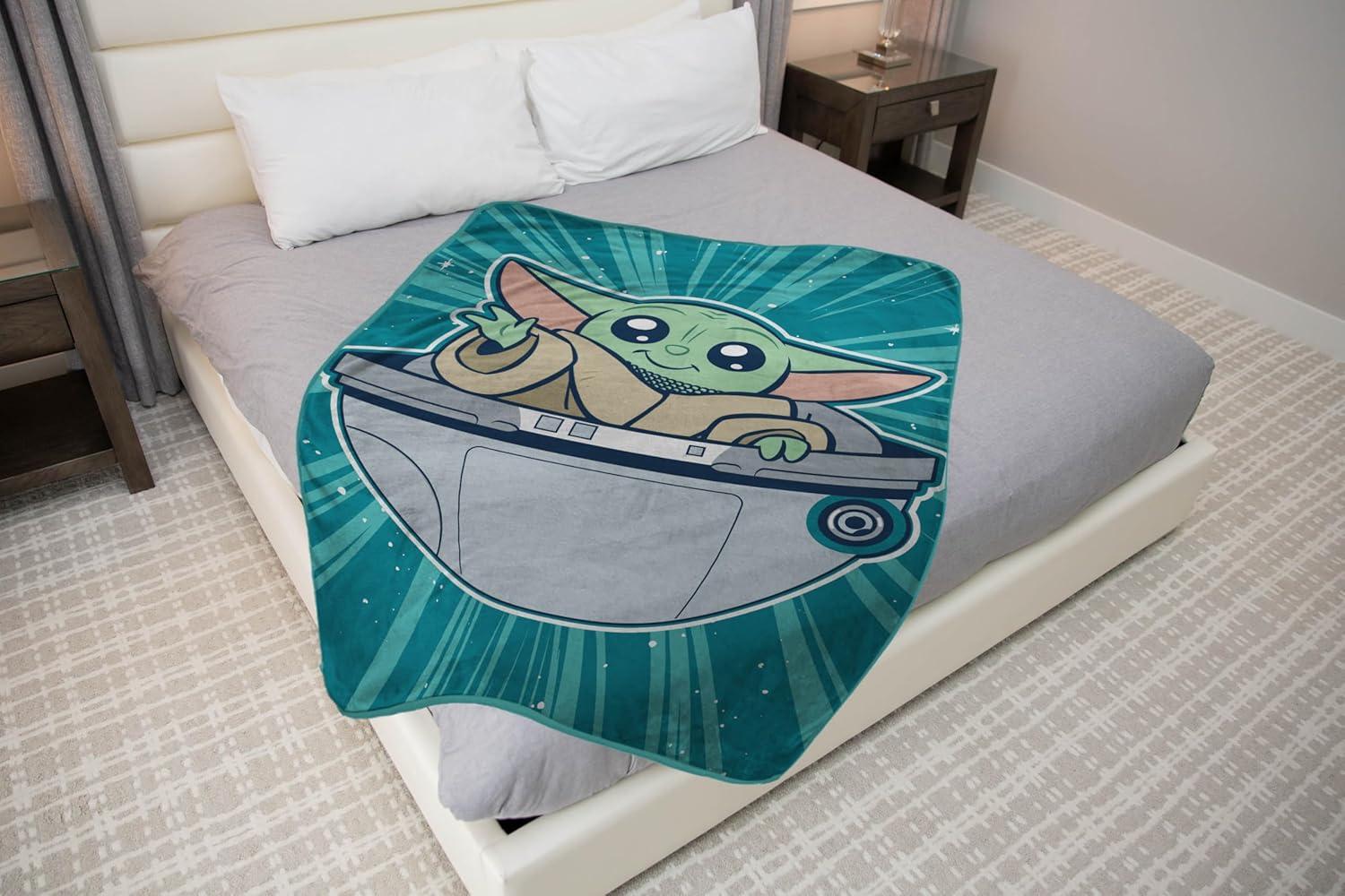 imageJay Franco Kids Plush Throw Blanket Soft amp Comfy Throw for Couch or Bed Cozy Home Dcor for Living Room amp Bedroom Pink Bluey 40x50 Travel BlanketTeal Mandalorian
