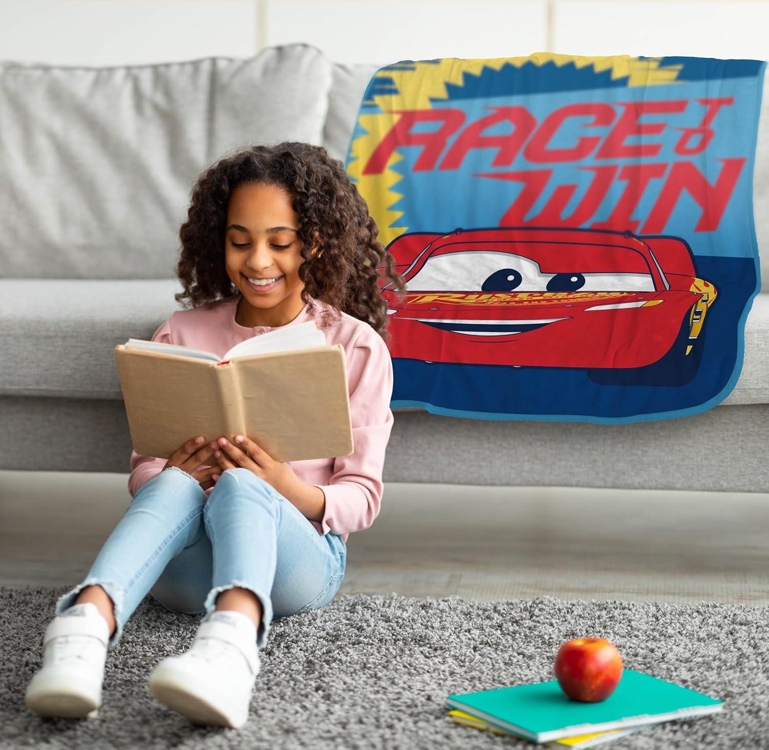 imageJay Franco Kids Plush Throw Blanket Soft amp Comfy Throw for Couch or Bed Cozy Home Dcor for Living Room amp Bedroom Pink Bluey 40x50 Travel BlanketBlue Cars