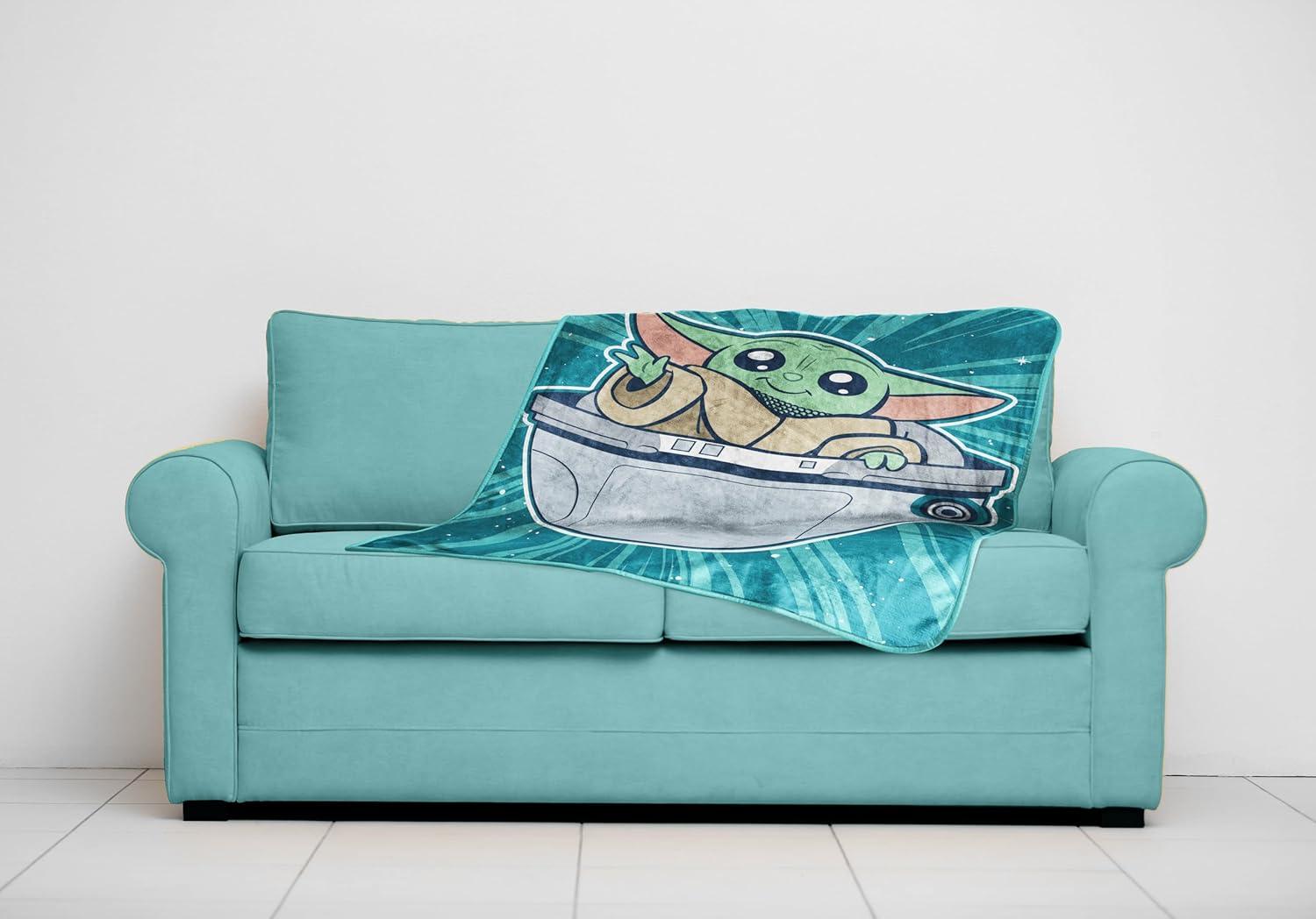 imageJay Franco Kids Plush Throw Blanket Soft amp Comfy Throw for Couch or Bed Cozy Home Dcor for Living Room amp Bedroom Pink Bluey 40x50 Travel BlanketTeal Mandalorian