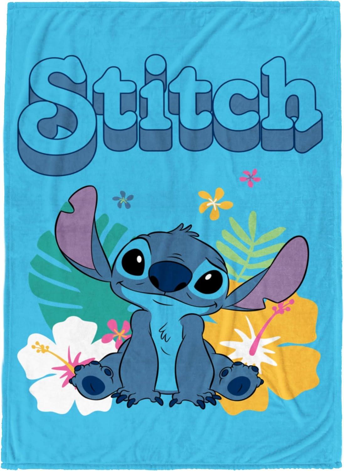 imageJay Franco Kids Plush Throw Blanket Soft amp Comfy Throw for Couch or Bed Cozy Home Dcor for Living Room amp Bedroom Pink Bluey 40x50 Travel BlanketBlue Stitch
