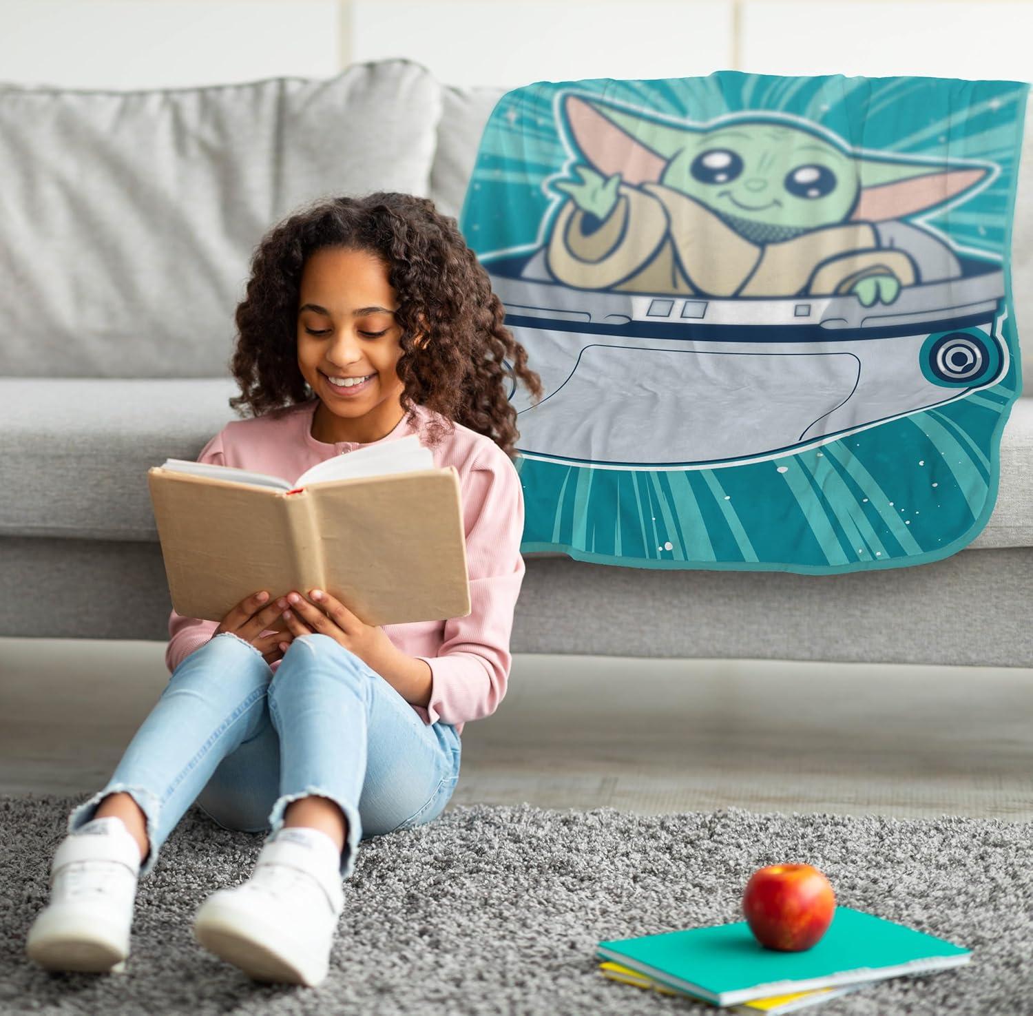 imageJay Franco Kids Plush Throw Blanket Soft amp Comfy Throw for Couch or Bed Cozy Home Dcor for Living Room amp Bedroom Pink Bluey 40x50 Travel BlanketTeal Mandalorian