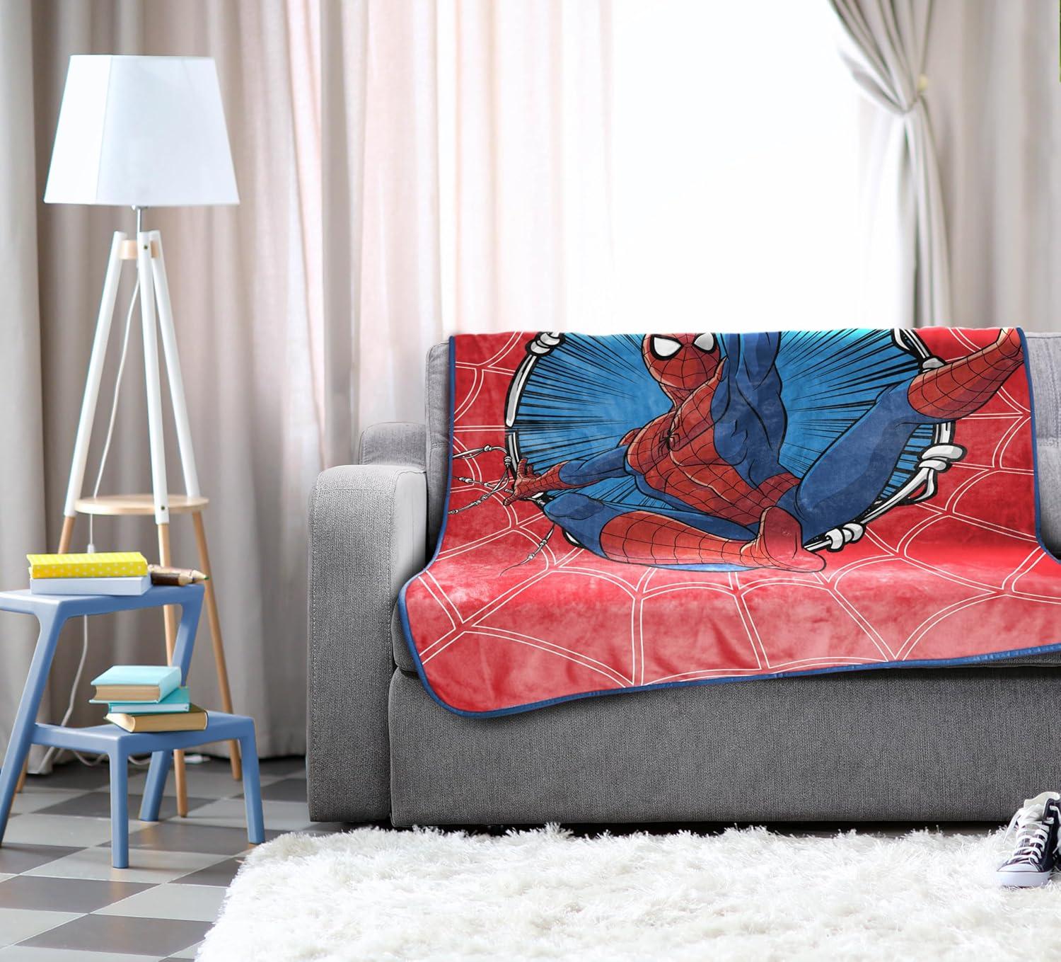 imageJay Franco Kids Plush Throw Blanket Soft amp Comfy Throw for Couch or Bed Cozy Home Dcor for Living Room amp Bedroom Pink Bluey 40x50 Travel BlanketRed Spiderman