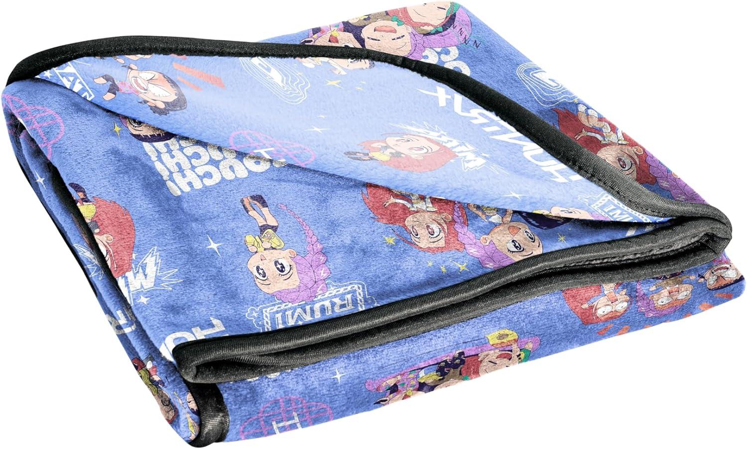 imageJay Franco Kids Plush Throw Blanket Soft amp Comfy Throw for Couch or Bed Cozy Home Dcor for Living Room amp Bedroom Pink Bluey 40x50 Travel BlanketPurple Kpop Demon Hunters