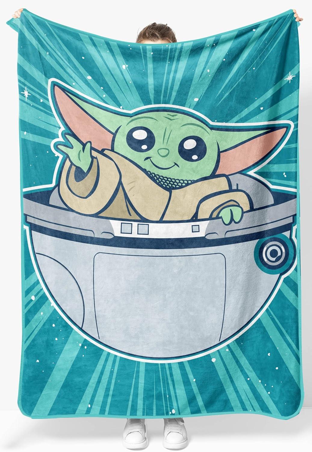 imageJay Franco Kids Plush Throw Blanket Soft amp Comfy Throw for Couch or Bed Cozy Home Dcor for Living Room amp Bedroom Pink Bluey 40x50 Travel BlanketTeal Mandalorian
