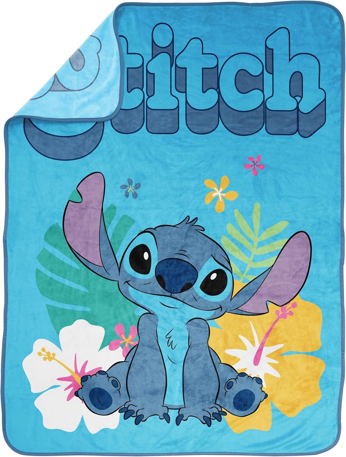 imageJay Franco Kids Plush Throw Blanket Soft amp Comfy Throw for Couch or Bed Cozy Home Dcor for Living Room amp Bedroom Pink Bluey 40x50 Travel BlanketBlue Stitch