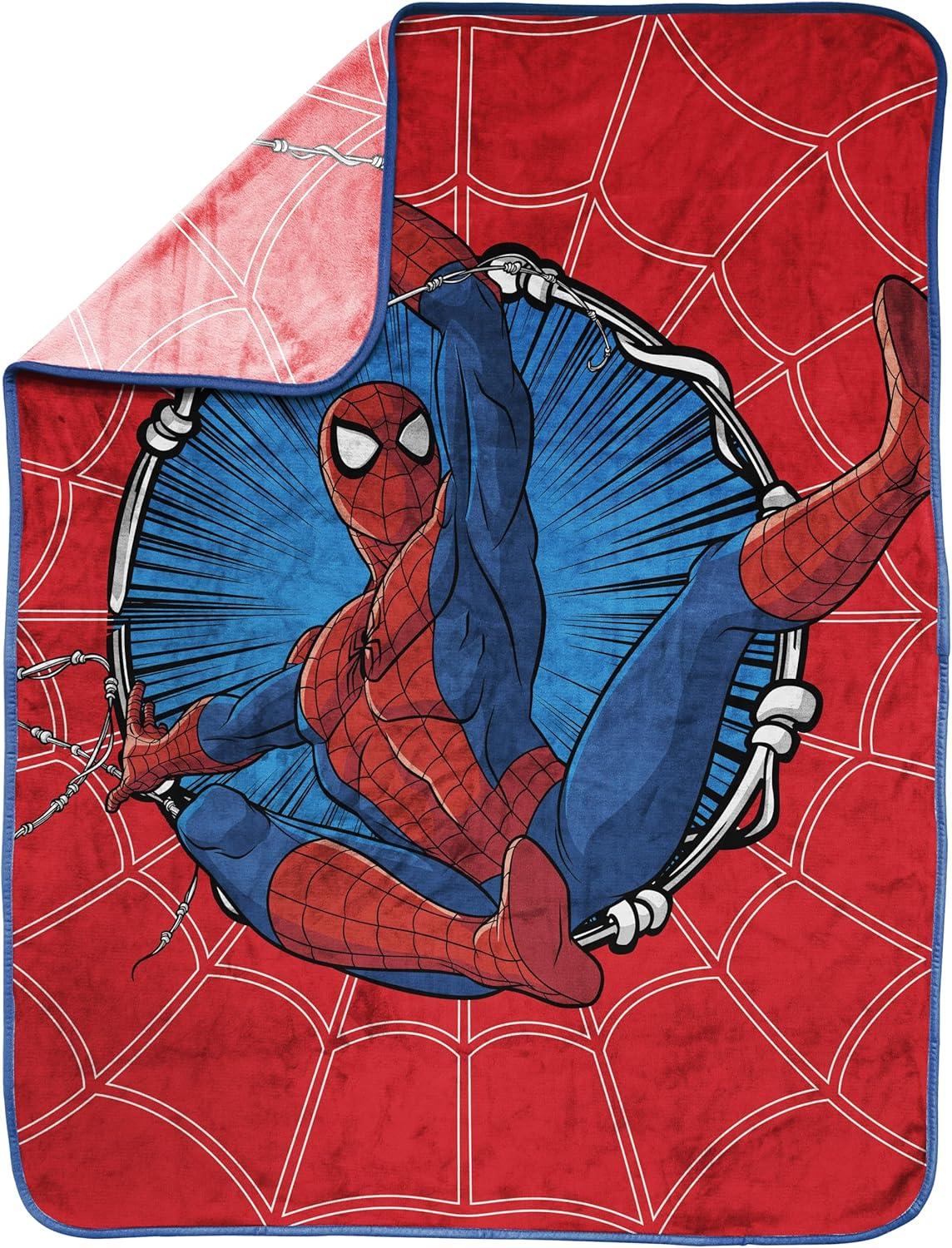 imageJay Franco Kids Plush Throw Blanket Soft amp Comfy Throw for Couch or Bed Cozy Home Dcor for Living Room amp Bedroom Pink Bluey 40x50 Travel BlanketRed Spiderman
