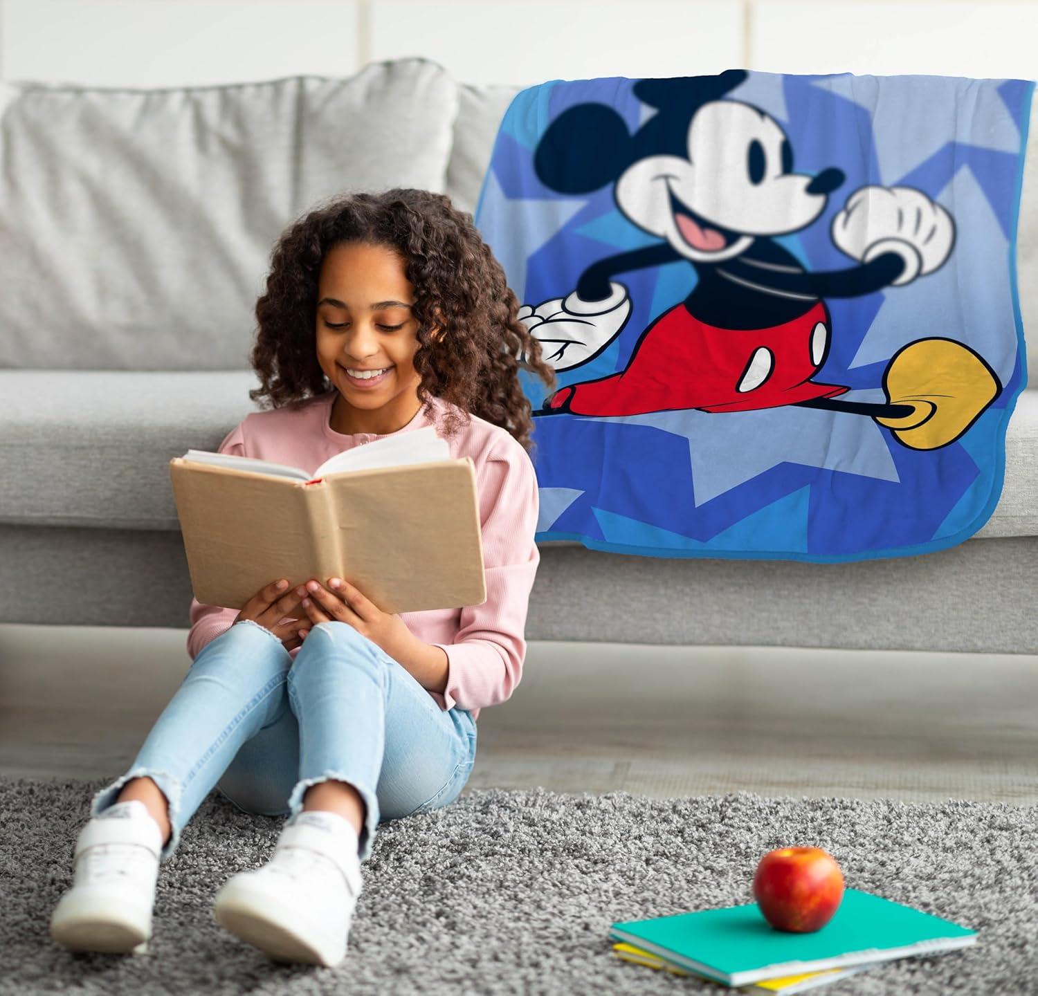 imageJay Franco Kids Plush Throw Blanket Soft amp Comfy Throw for Couch or Bed Cozy Home Dcor for Living Room amp Bedroom Pink Bluey 40x50 Travel BlanketBlue Mickey Mouse