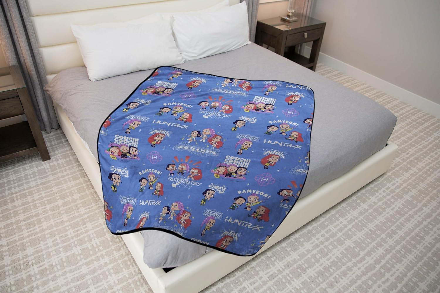 imageJay Franco Kids Plush Throw Blanket Soft amp Comfy Throw for Couch or Bed Cozy Home Dcor for Living Room amp Bedroom Pink Bluey 40x50 Travel BlanketPurple Kpop Demon Hunters