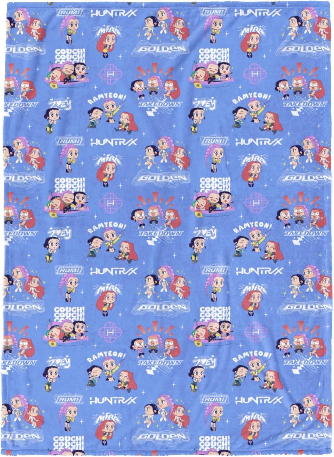 imageJay Franco Kids Plush Throw Blanket Soft amp Comfy Throw for Couch or Bed Cozy Home Dcor for Living Room amp Bedroom Pink Bluey 40x50 Travel BlanketPurple Kpop Demon Hunters