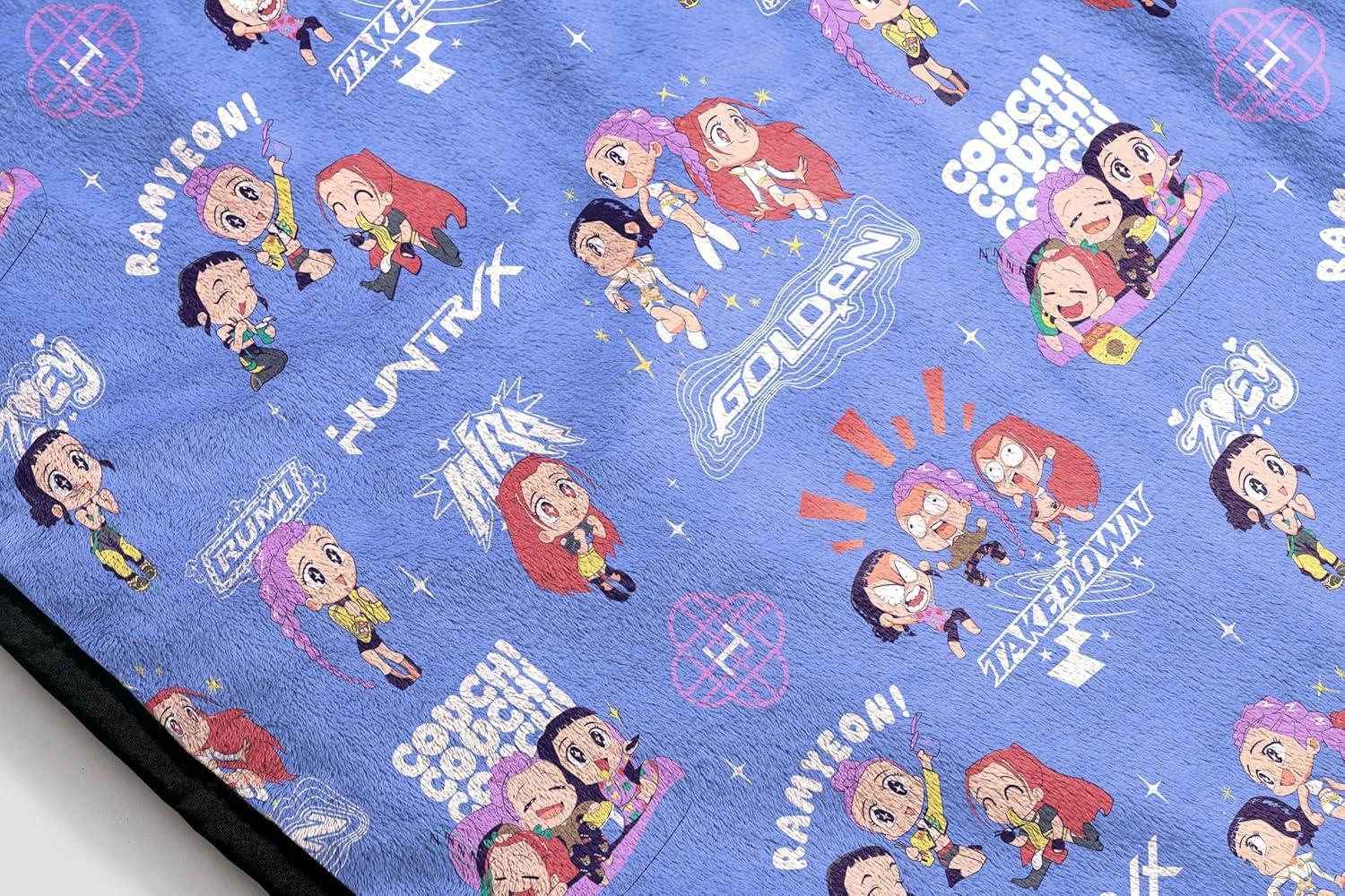 imageJay Franco Kids Plush Throw Blanket Soft amp Comfy Throw for Couch or Bed Cozy Home Dcor for Living Room amp Bedroom Pink Bluey 40x50 Travel BlanketPurple Kpop Demon Hunters