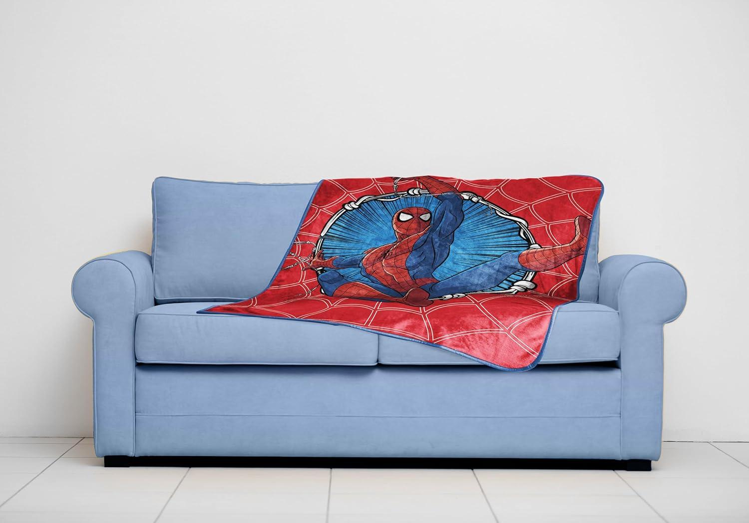 imageJay Franco Kids Plush Throw Blanket Soft amp Comfy Throw for Couch or Bed Cozy Home Dcor for Living Room amp Bedroom Pink Bluey 40x50 Travel BlanketRed Spiderman