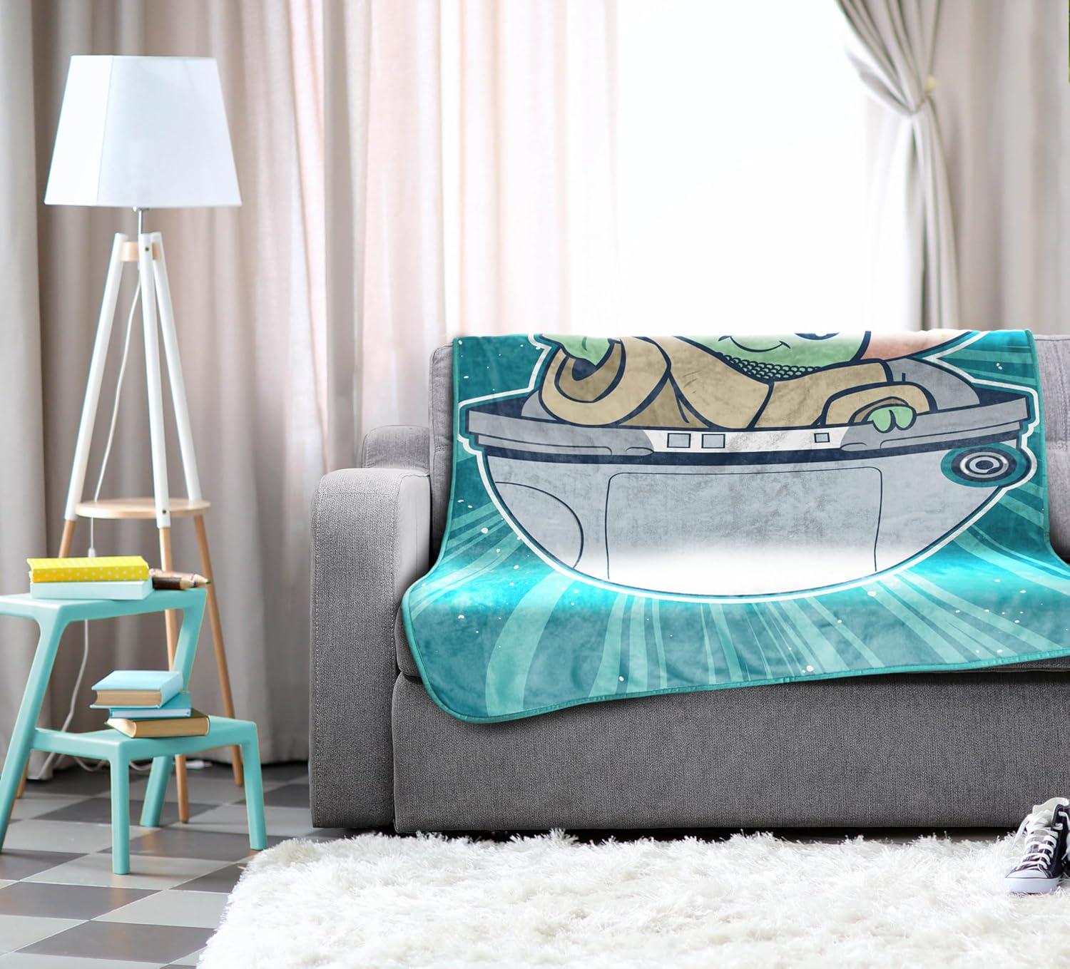 imageJay Franco Kids Plush Throw Blanket Soft amp Comfy Throw for Couch or Bed Cozy Home Dcor for Living Room amp Bedroom Pink Bluey 40x50 Travel BlanketTeal Mandalorian