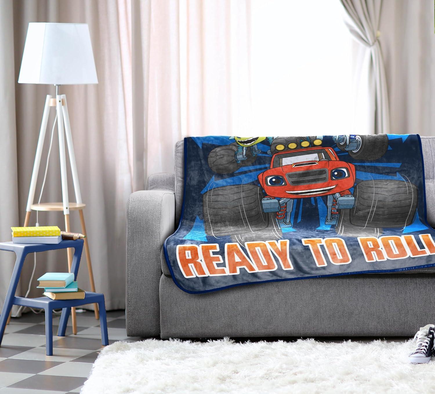 imageJay Franco Kids Plush Throw Blanket Soft amp Comfy Throw for Couch or Bed Cozy Home Dcor for Living Room amp Bedroom Pink Bluey 40x50 Travel BlanketBlue Blaze