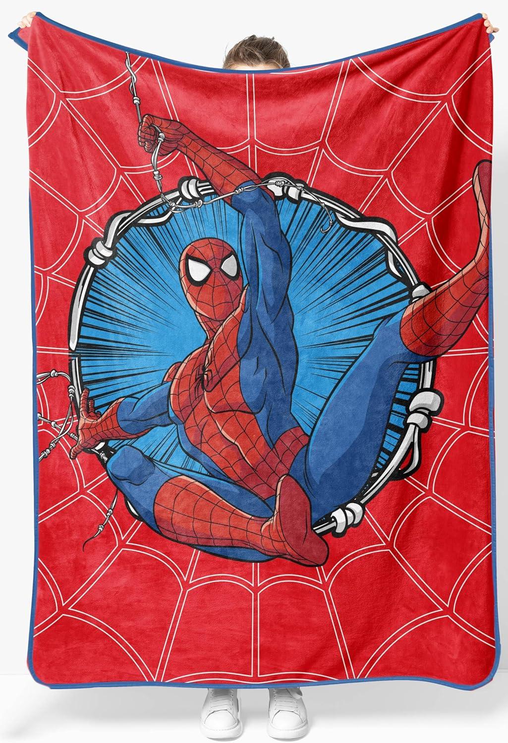 imageJay Franco Kids Plush Throw Blanket Soft amp Comfy Throw for Couch or Bed Cozy Home Dcor for Living Room amp Bedroom Pink Bluey 40x50 Travel BlanketRed Spiderman