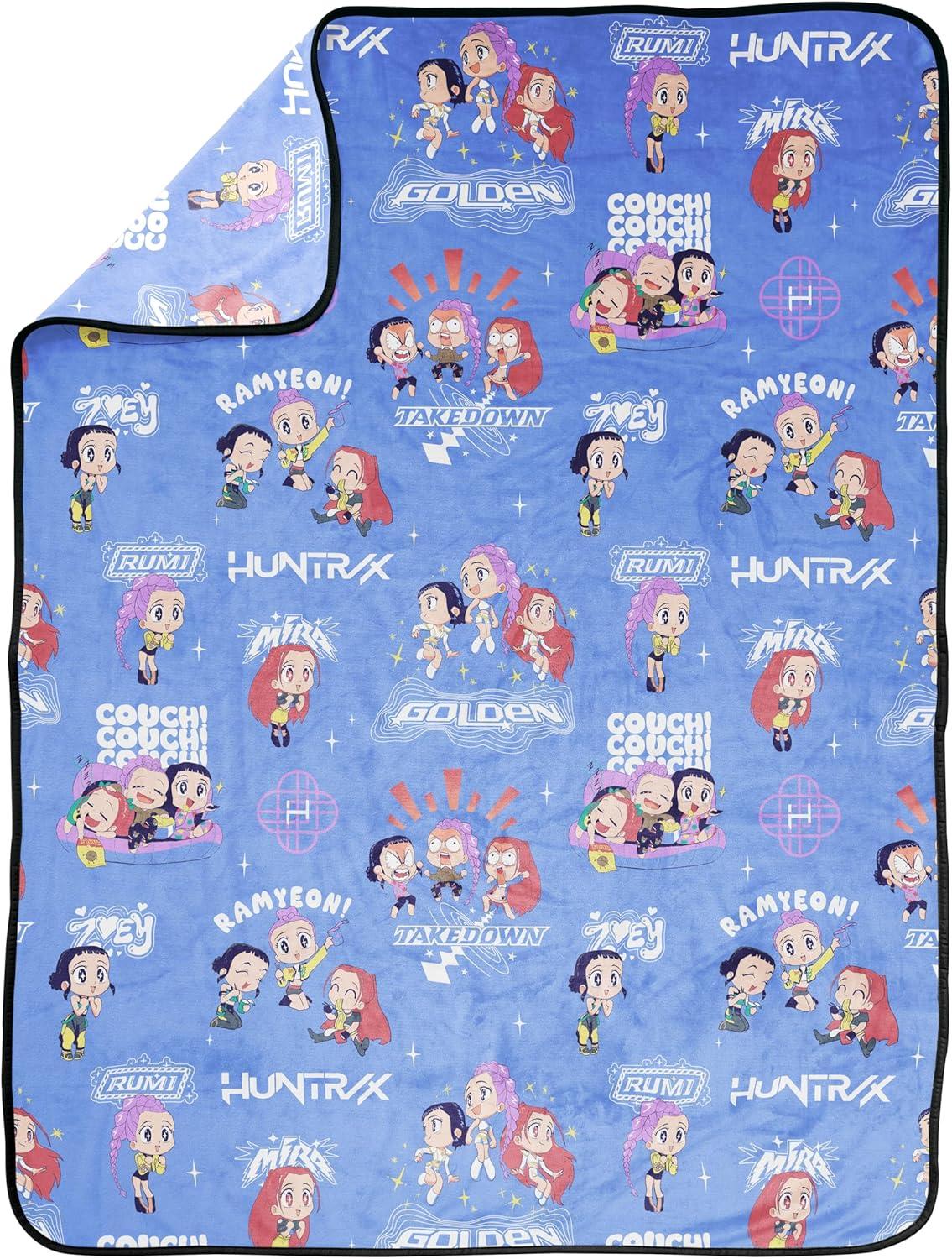 imageJay Franco Kids Plush Throw Blanket Soft amp Comfy Throw for Couch or Bed Cozy Home Dcor for Living Room amp Bedroom Pink Bluey 40x50 Travel BlanketPurple Kpop Demon Hunters