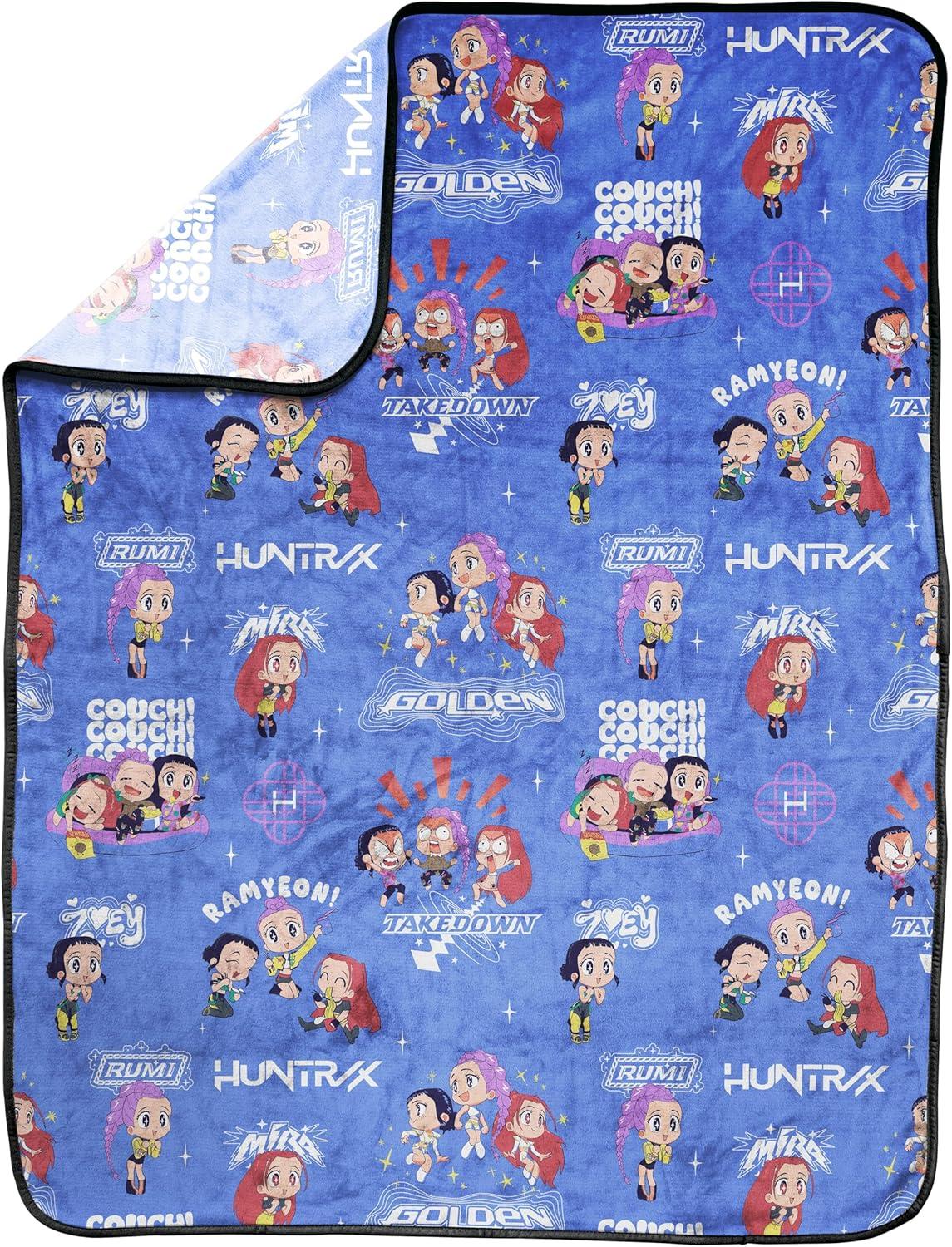 imageJay Franco Kids Plush Throw Blanket Soft amp Comfy Throw for Couch or Bed Cozy Home Dcor for Living Room amp Bedroom Pink Bluey 40x50 Travel BlanketPurple Kpop Demon Hunters