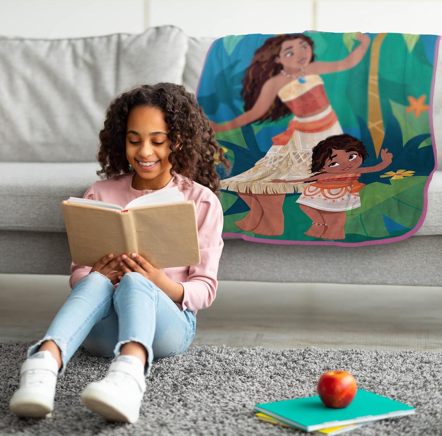 imageJay Franco Kids Plush Throw Blanket Soft amp Comfy Throw for Couch or Bed Cozy Home Dcor for Living Room amp Bedroom Pink Bluey 40x50 Travel BlanketMulti Moana