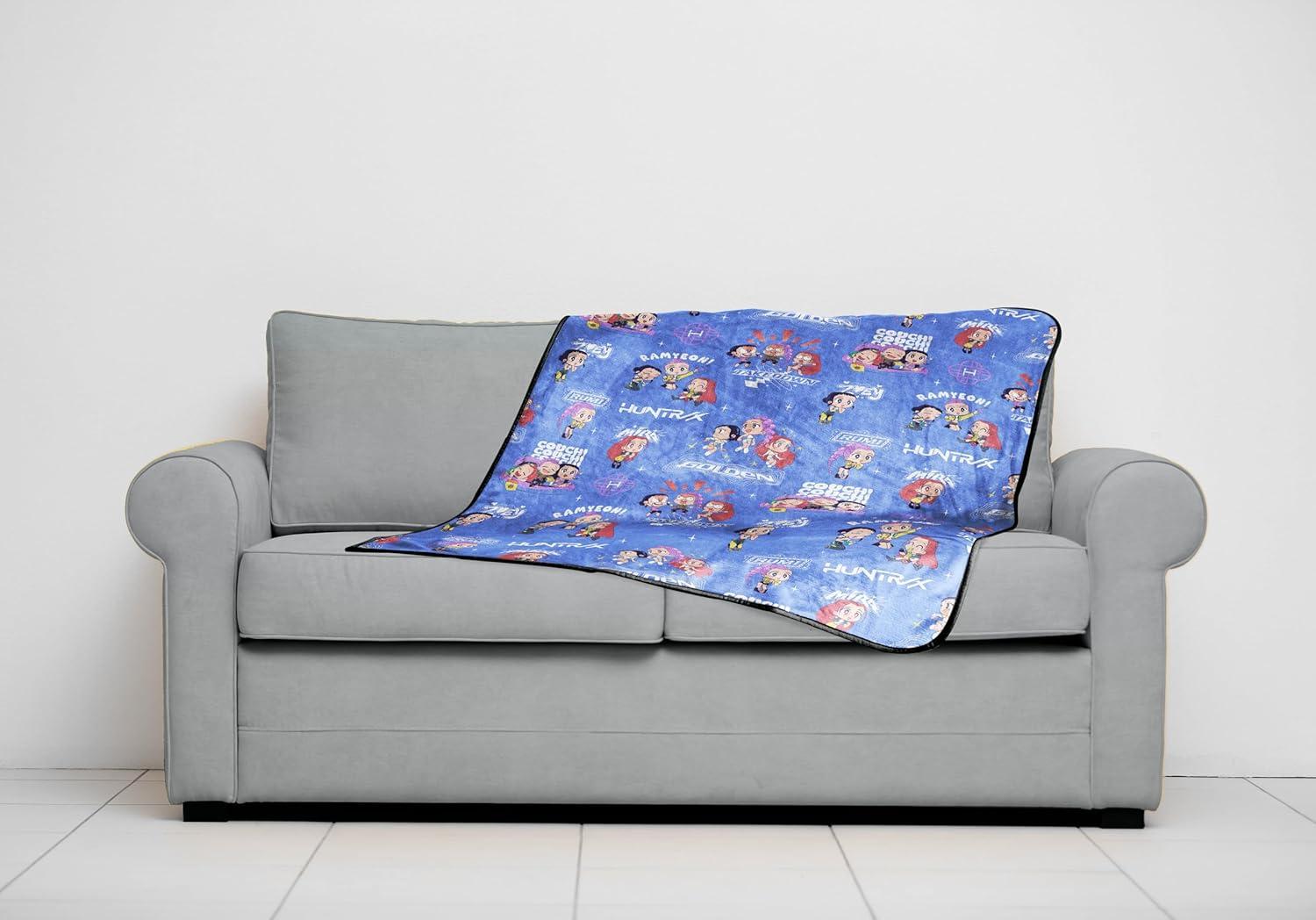 imageJay Franco Kids Plush Throw Blanket Soft amp Comfy Throw for Couch or Bed Cozy Home Dcor for Living Room amp Bedroom Pink Bluey 40x50 Travel BlanketPurple Kpop Demon Hunters