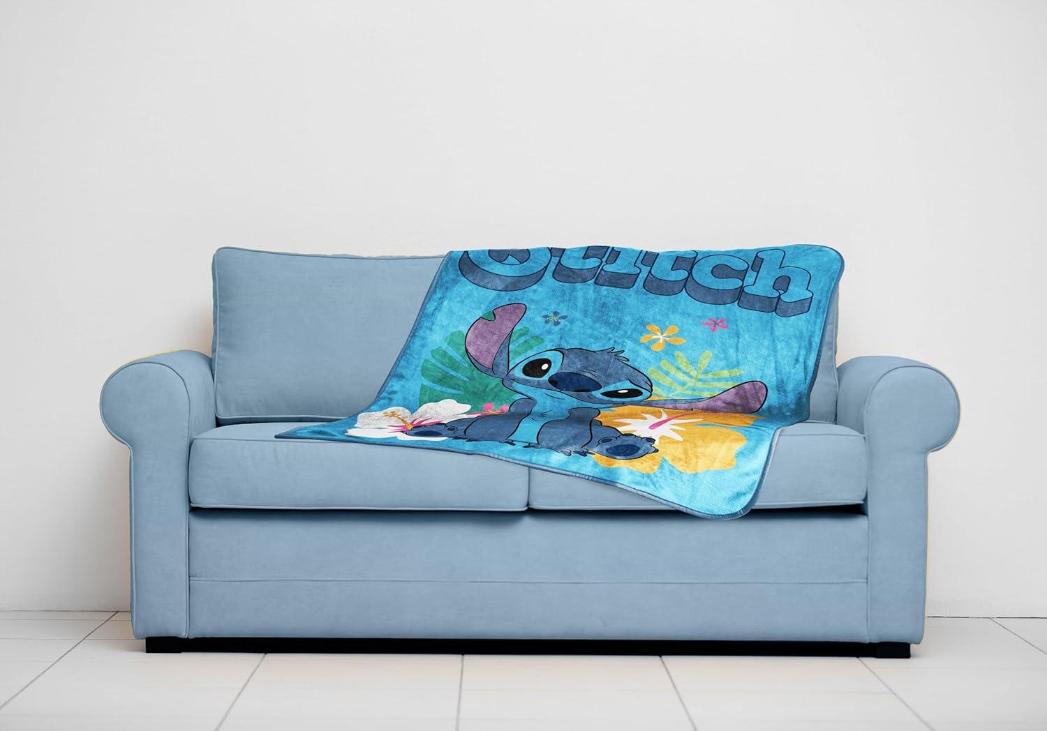 imageJay Franco Kids Plush Throw Blanket Soft amp Comfy Throw for Couch or Bed Cozy Home Dcor for Living Room amp Bedroom Pink Bluey 40x50 Travel BlanketBlue Stitch