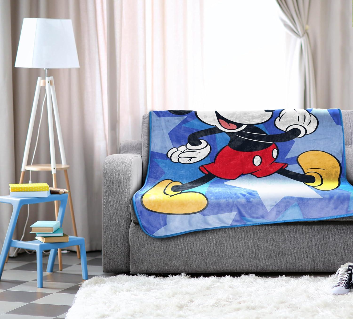imageJay Franco Kids Plush Throw Blanket Soft amp Comfy Throw for Couch or Bed Cozy Home Dcor for Living Room amp Bedroom Pink Bluey 40x50 Travel BlanketBlue Mickey Mouse