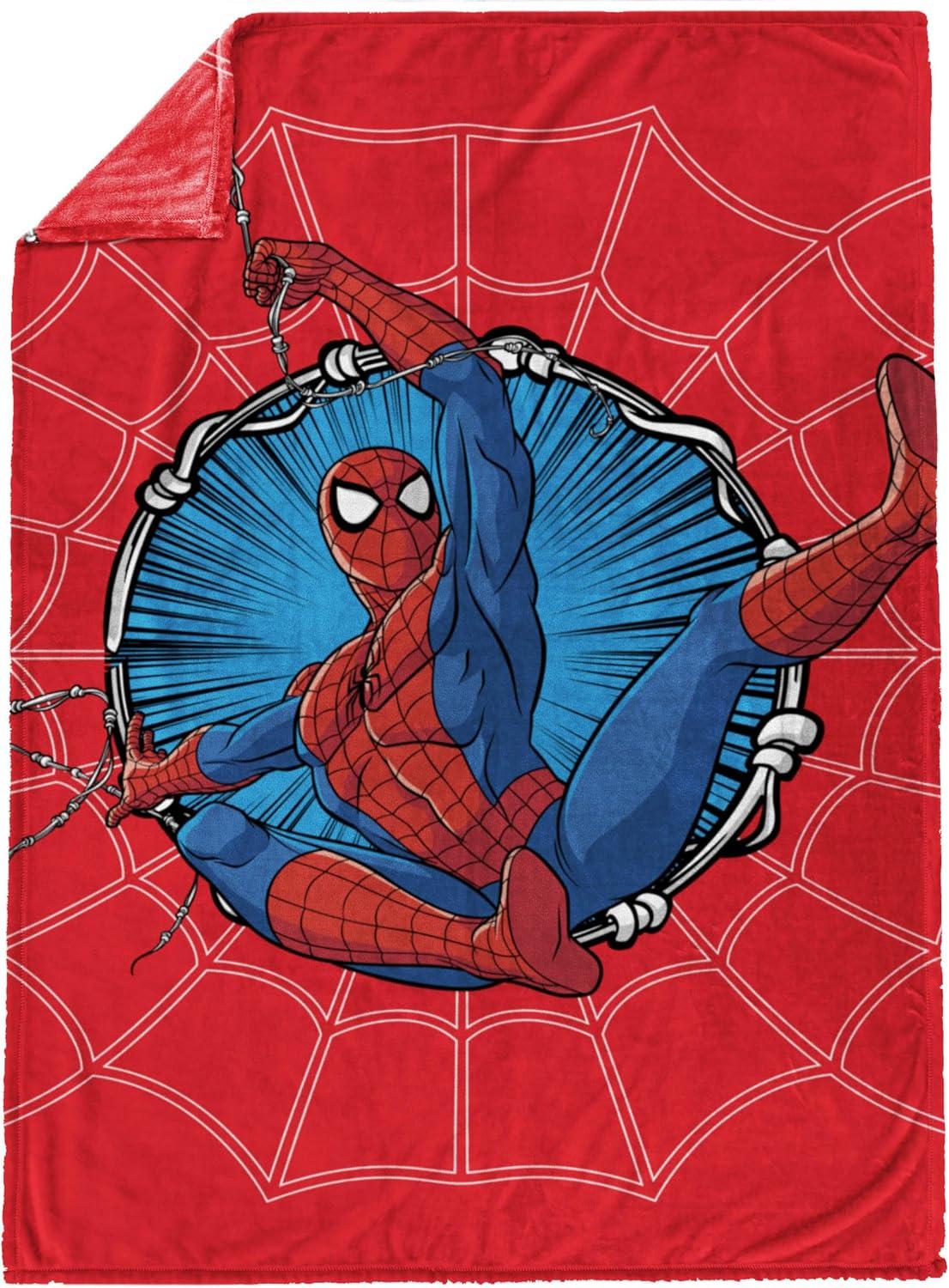 imageJay Franco Kids Plush Throw Blanket Soft amp Comfy Throw for Couch or Bed Cozy Home Dcor for Living Room amp Bedroom Pink Bluey 40x50 Travel BlanketRed Spiderman