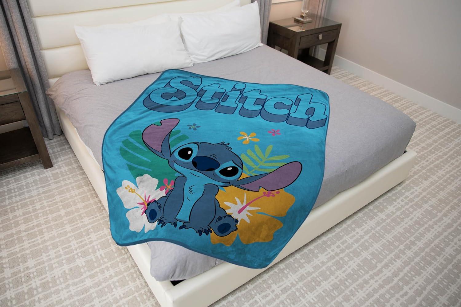imageJay Franco Kids Plush Throw Blanket Soft amp Comfy Throw for Couch or Bed Cozy Home Dcor for Living Room amp Bedroom Pink Bluey 40x50 Travel BlanketBlue Stitch