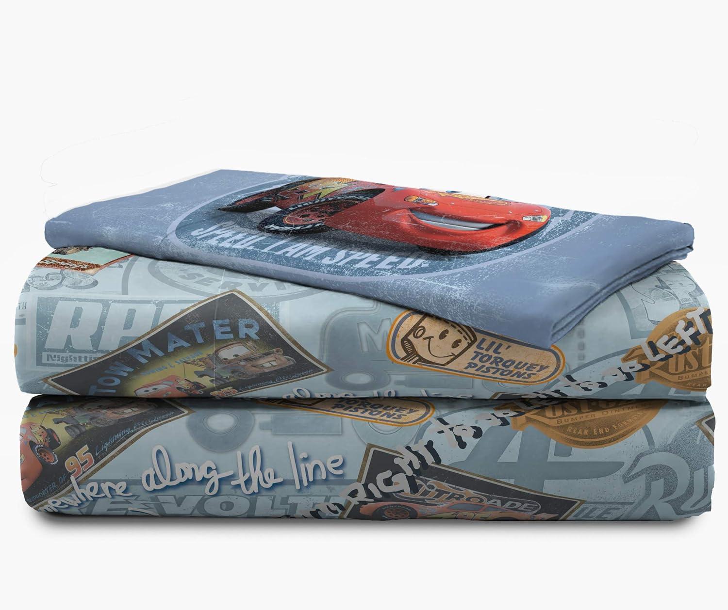 imageJay Franco Kids Sheet Set with Fitted Flat Sheets amp Pillow Cover UltraSoft Bedding with Pillowcase for Room Decor White Bluey 4 Piece FullBlue Cars