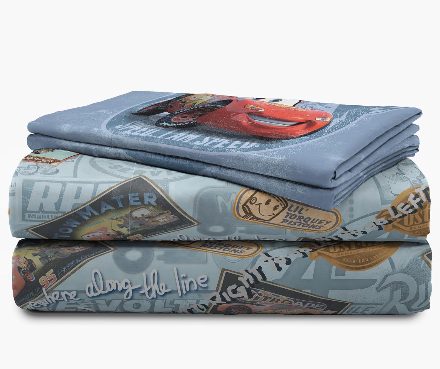 imageJay Franco Kids Sheet Set with Fitted Flat Sheets amp Pillow Cover UltraSoft Bedding with Pillowcase for Room Decor White Bluey 4 Piece FullBlue Cars