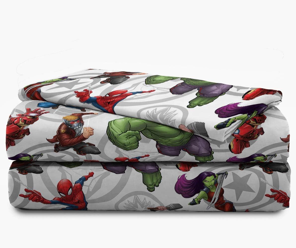 imageJay Franco Kids Sheet Set with Fitted Flat Sheets amp Pillow Cover UltraSoft Bedding with Pillowcase for Room Decor White Bluey 4 Piece FullMulti Avengers