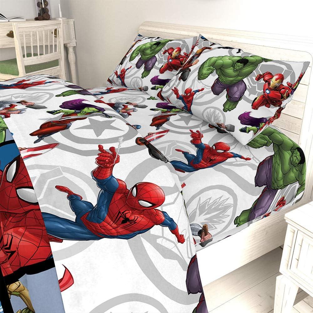 imageJay Franco Kids Sheet Set with Fitted Flat Sheets amp Pillow Cover UltraSoft Bedding with Pillowcase for Room Decor White Bluey 4 Piece FullMulti Avengers